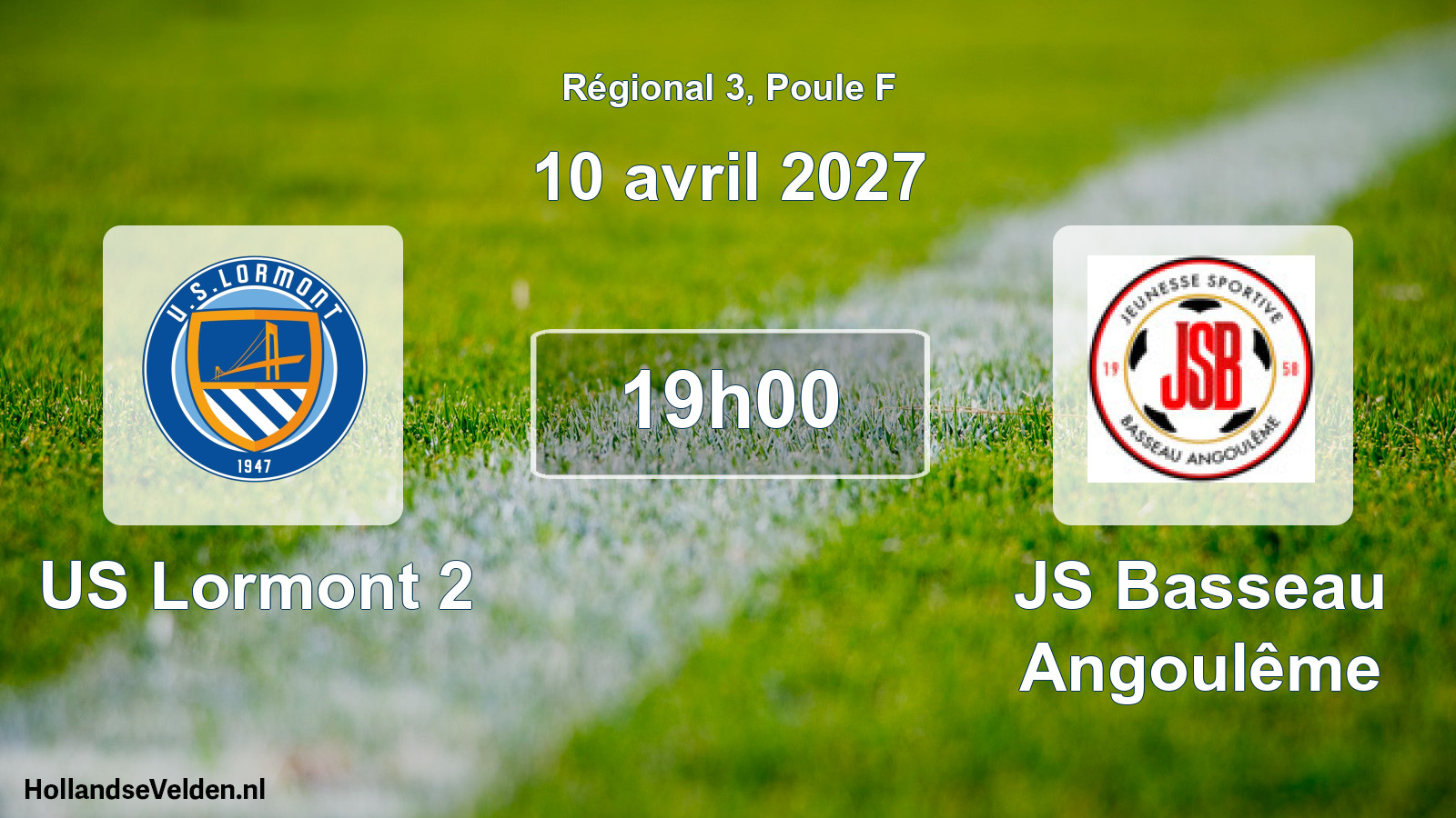 Geplande wedstrijd: US Lormont 2 - JS Basseau Angoulême (10 april 2027)