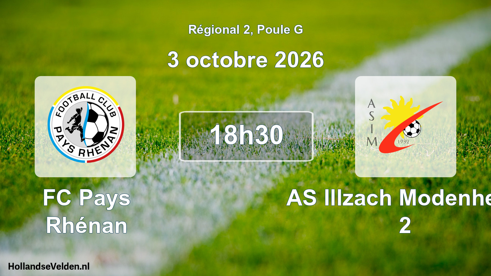 Scheduled Match: FC Pays Rhénan - AS Illzach Modenheim 2 (3 October 2026)