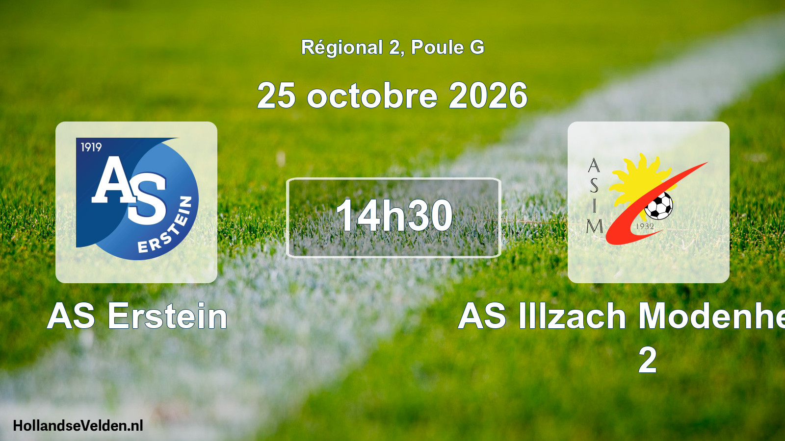 Match programmé: AS Erstein - AS Illzach Modenheim 2 (25 octobre 2026)