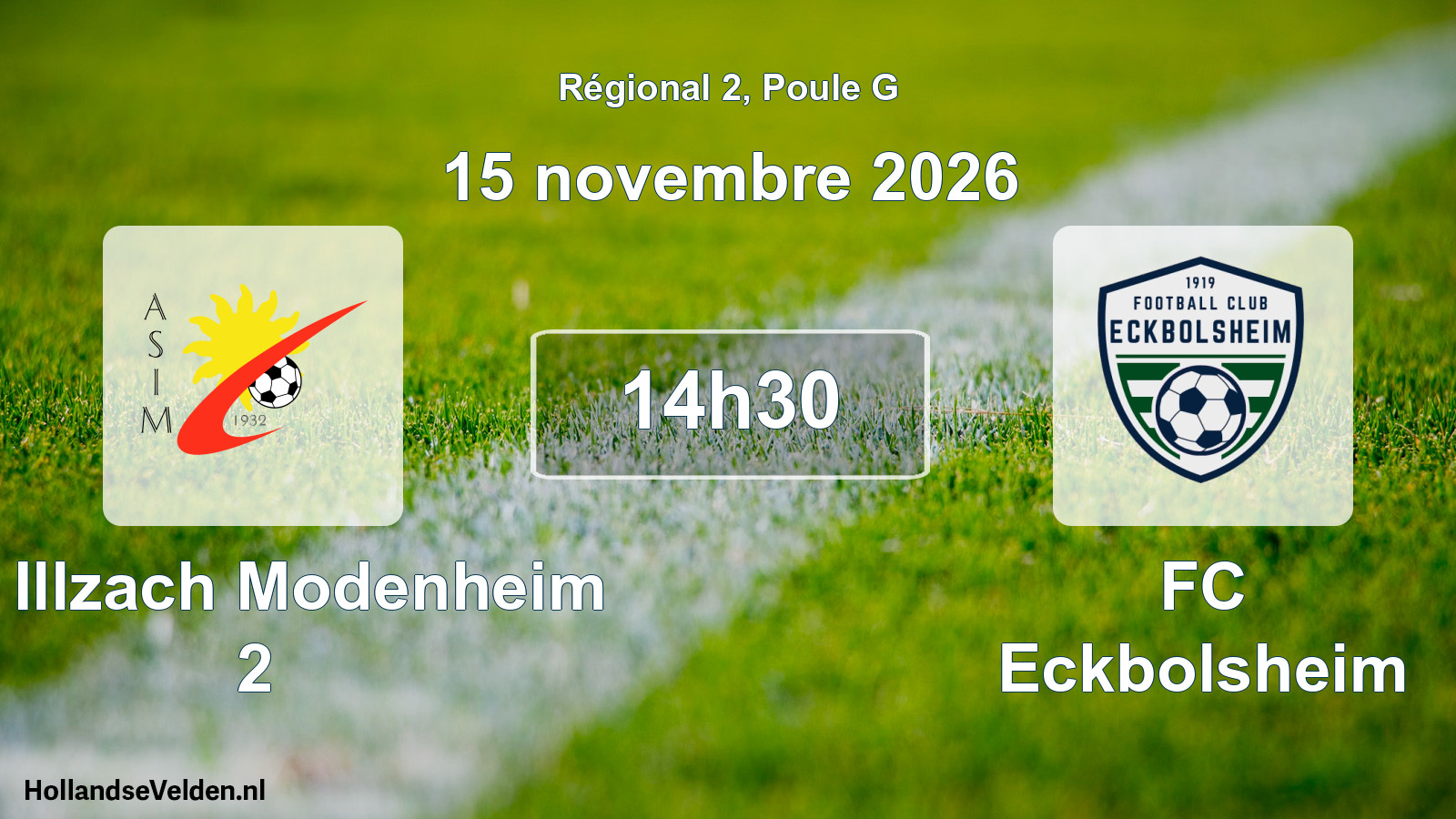 Match programmé: AS Illzach Modenheim 2 - FC Eckbolsheim (15 novembre 2026)