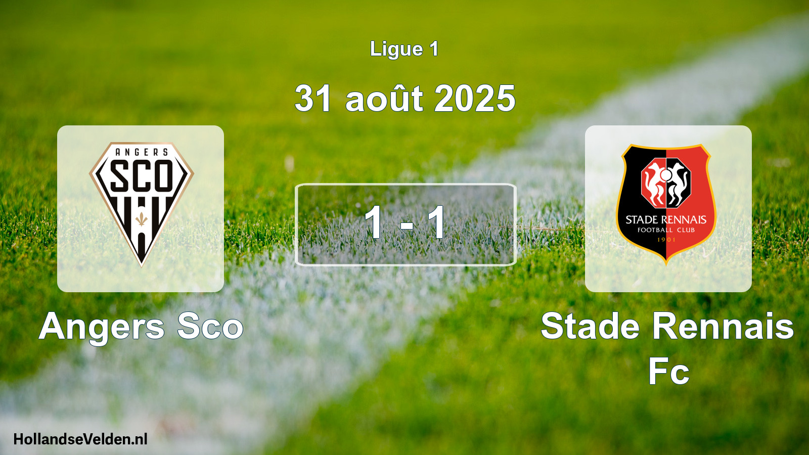 Total number of matches played: Angers Sco - Stade Rennais Fc 1 - 1 (31 August 2025)