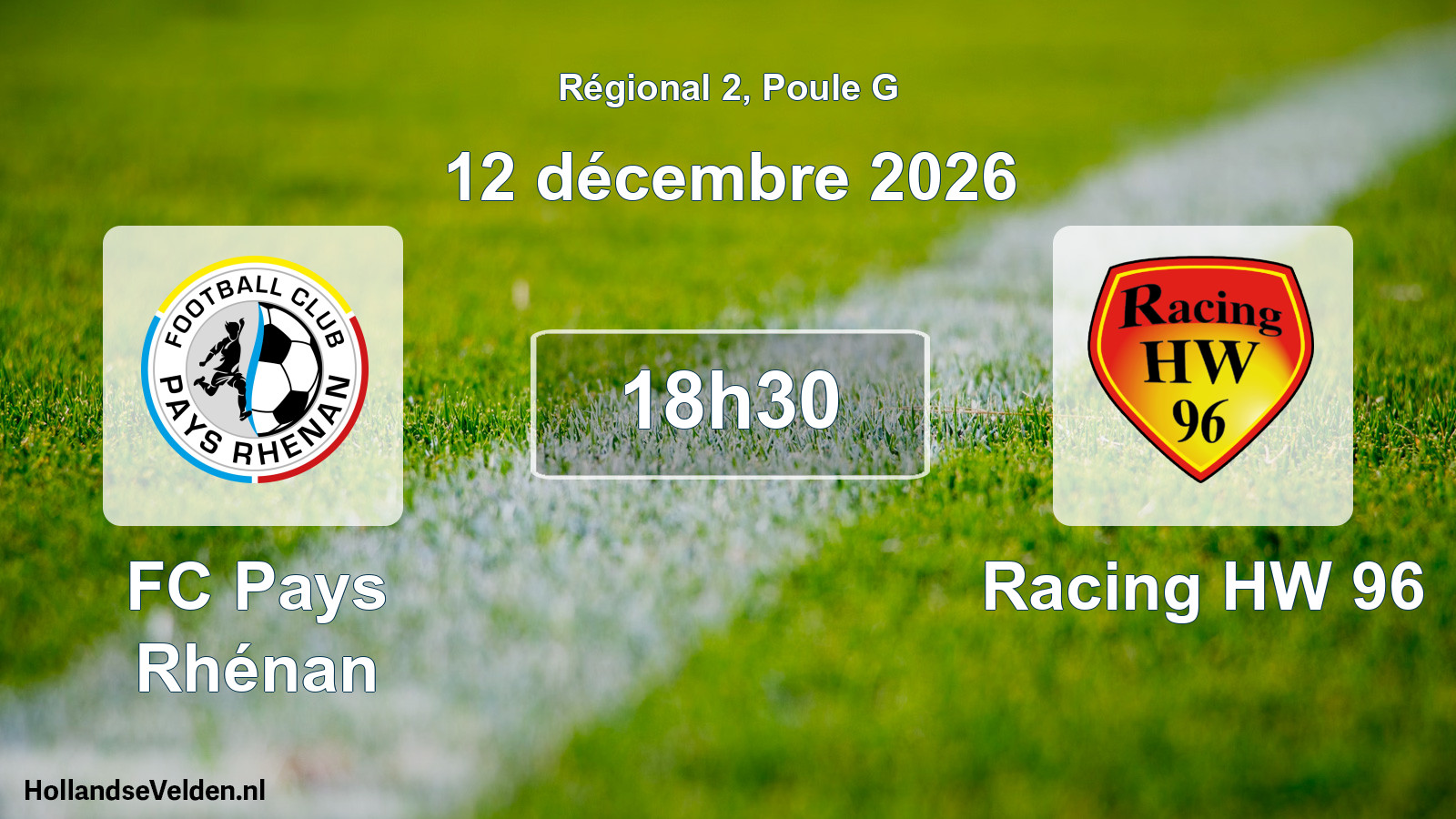 Match programmé: FC Pays Rhénan - Racing HW 96 (12 décembre 2026)