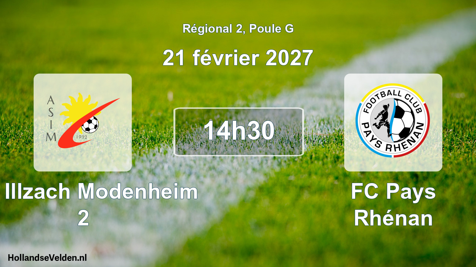 Match programmé: AS Illzach Modenheim 2 - FC Pays Rhénan (21 février 2027)