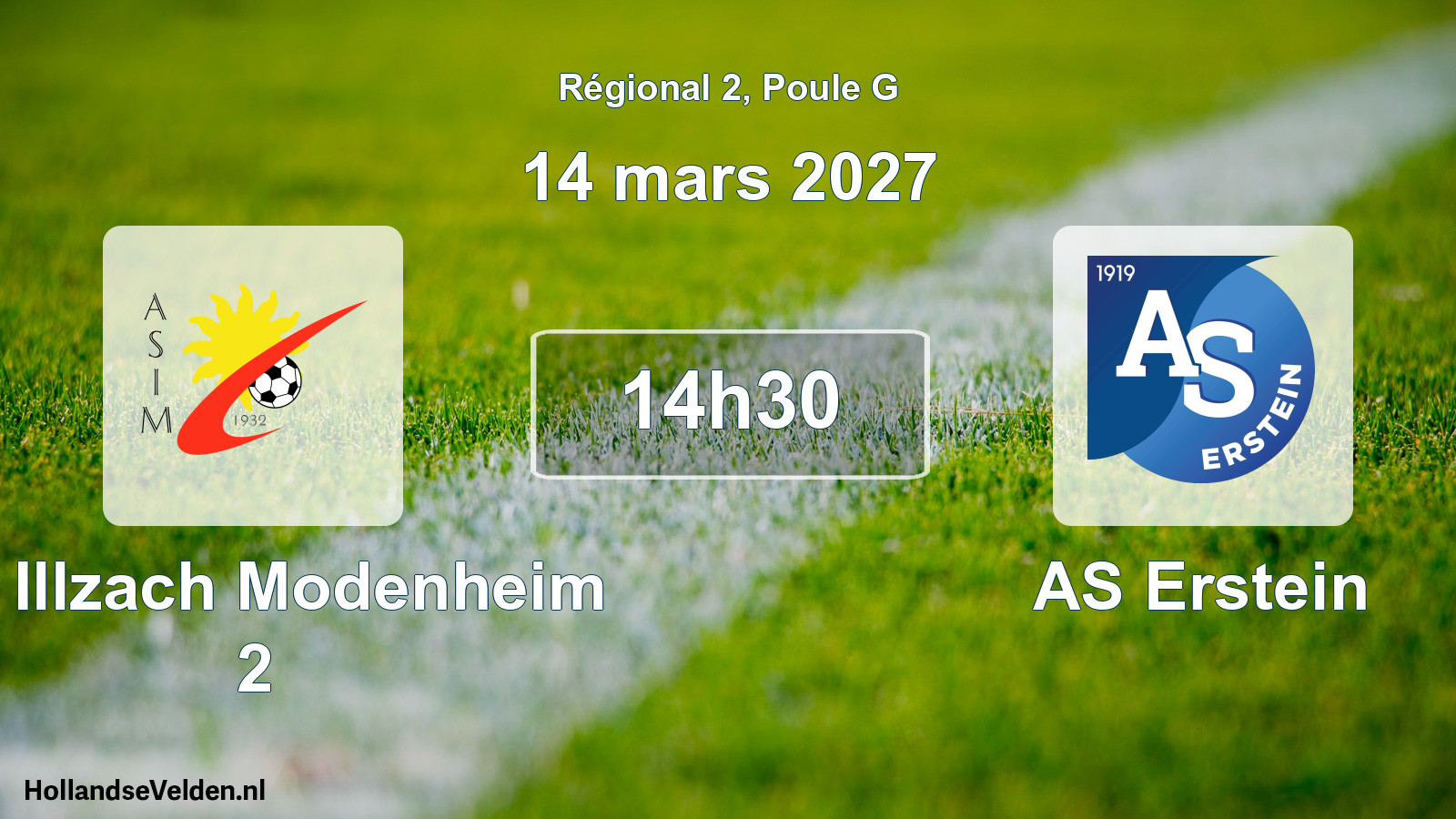 Match programmé: AS Illzach Modenheim 2 - AS Erstein (14 mars 2027)