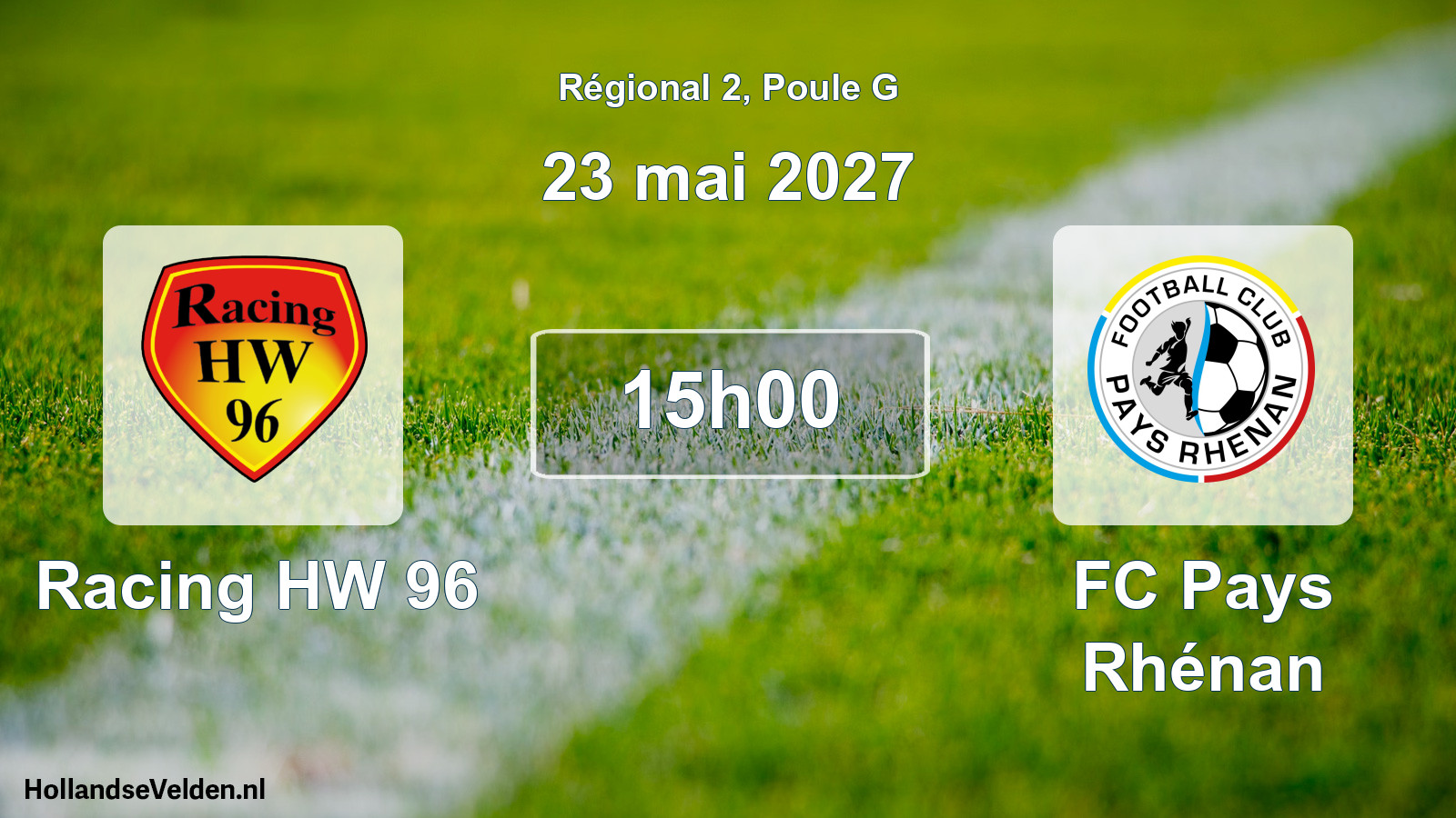 Match programmé: Racing HW 96 - FC Pays Rhénan (23 mai 2027)