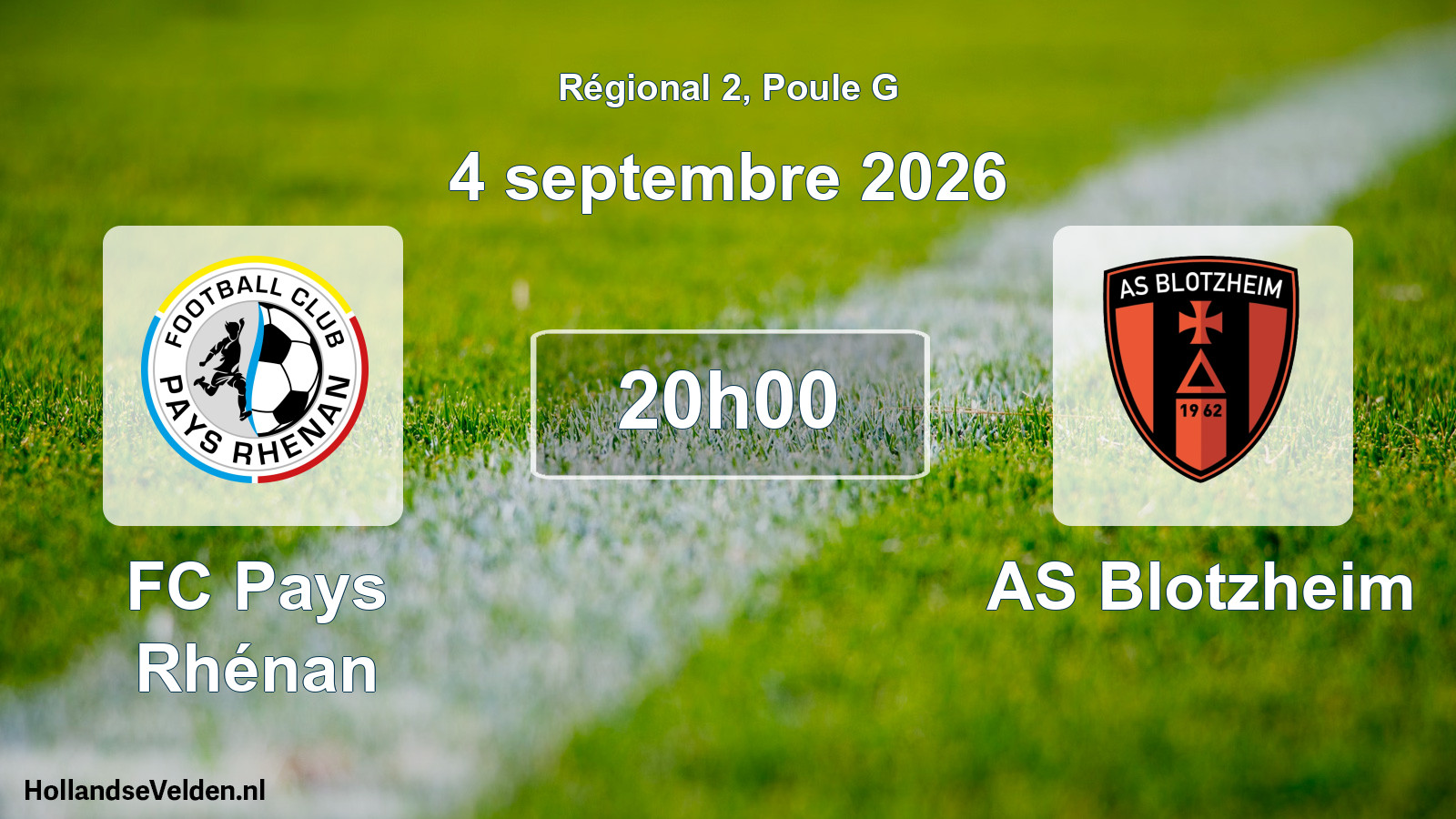 Match programmé: FC Pays Rhénan - AS Blotzheim (4 septembre 2026)