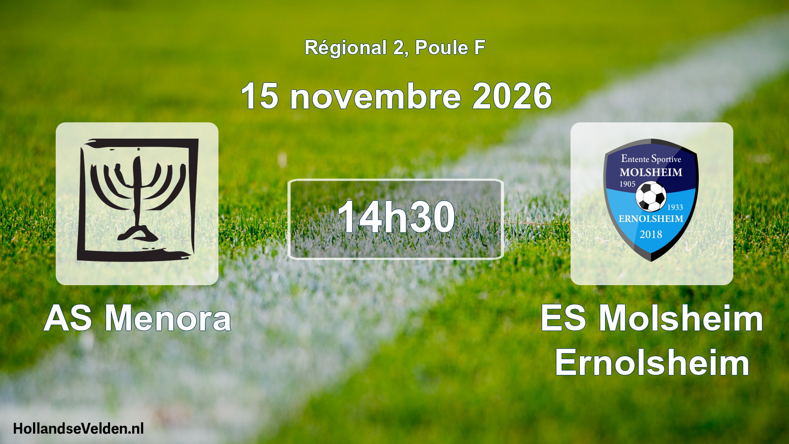 Match programmé: AS Menora - ES Molsheim Ernolsheim (15 novembre 2026)