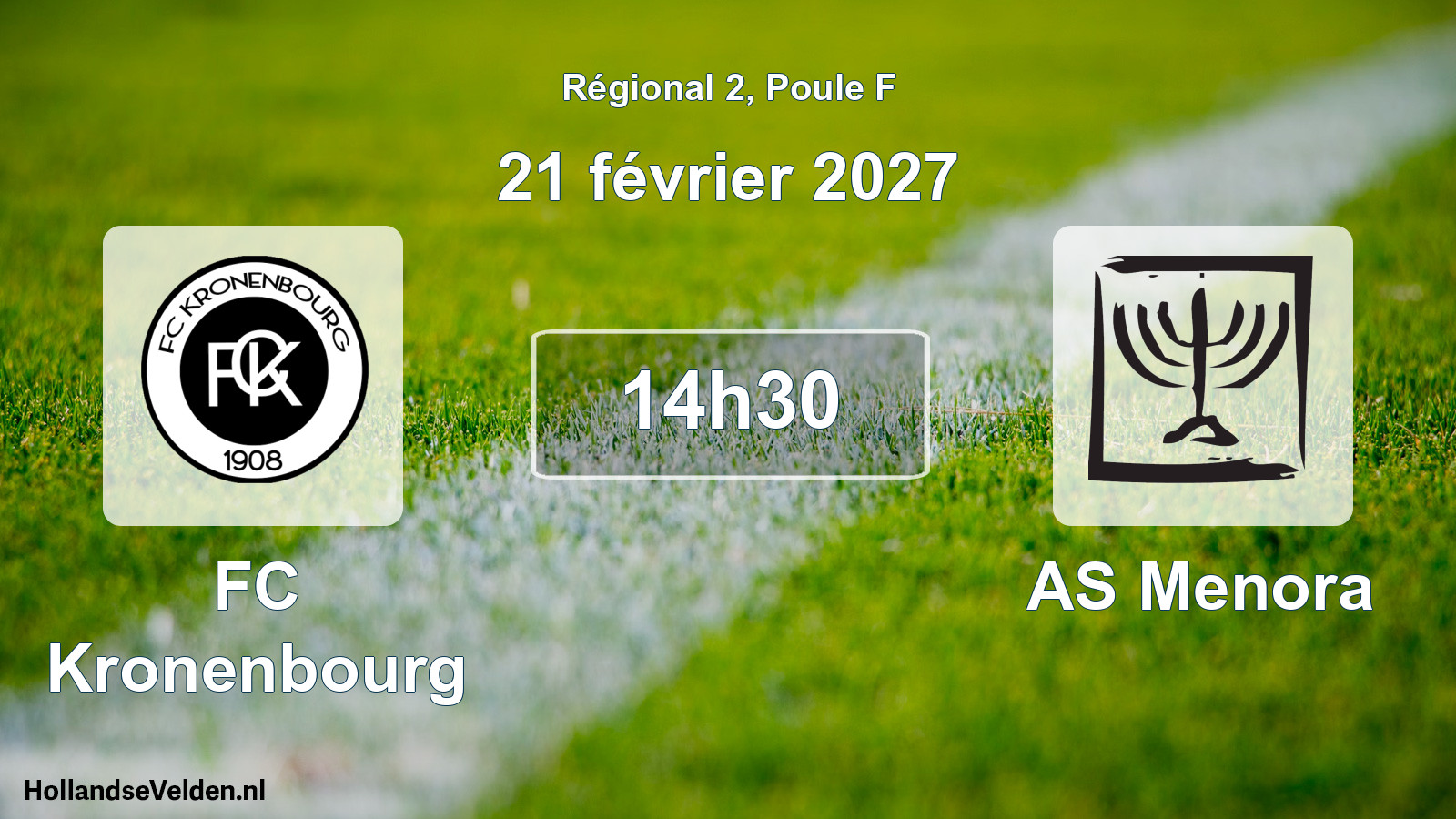 Scheduled Match: FC Kronenbourg - AS Menora (21 February 2027)