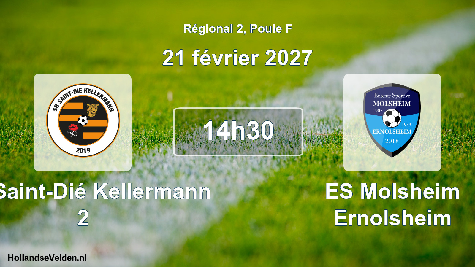 Match programmé: SR Saint-Dié Kellermann 2 - ES Molsheim Ernolsheim (21 février 2027)