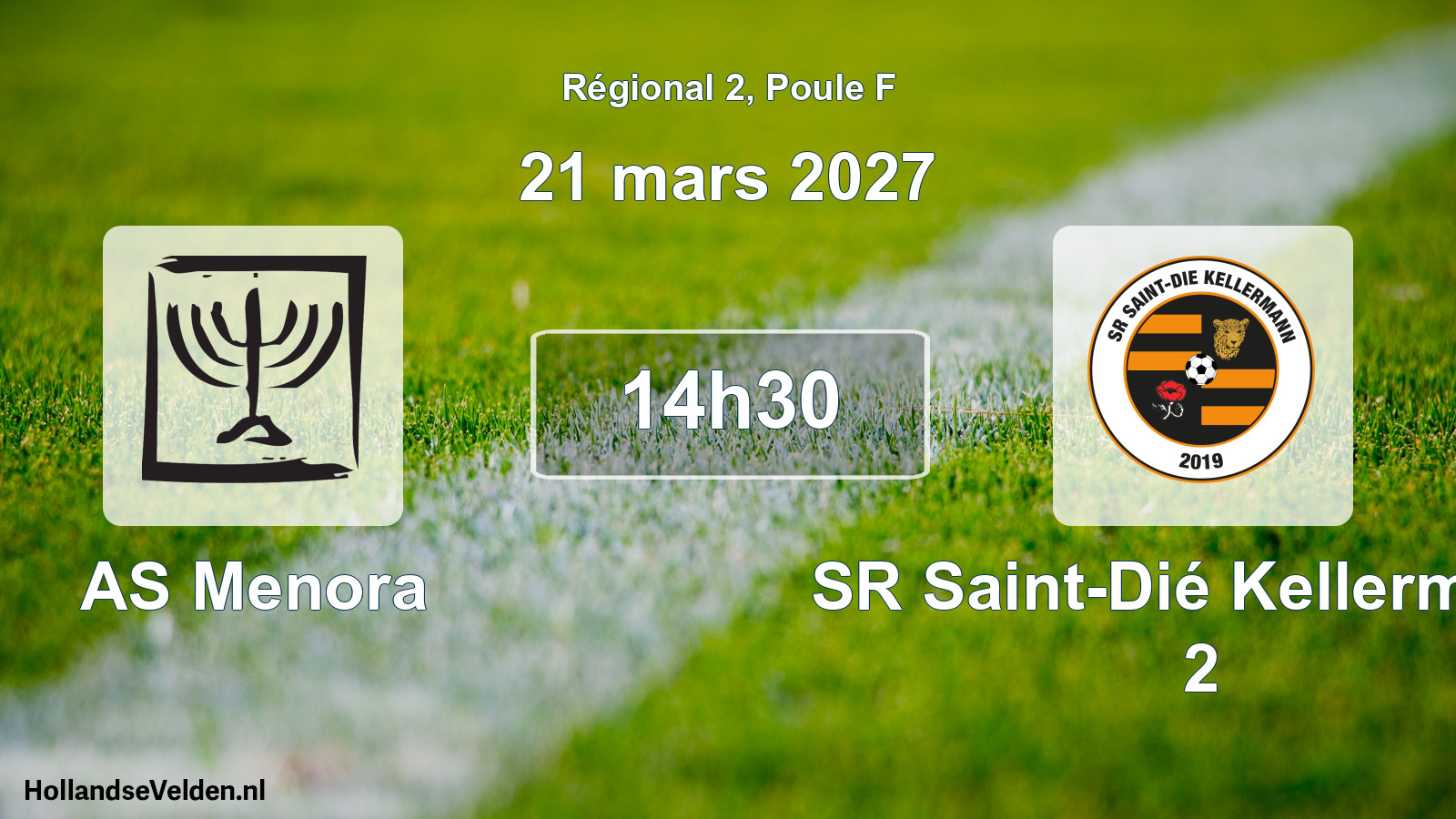 Match programmé: AS Menora - SR Saint-Dié Kellermann 2 (21 mars 2027)