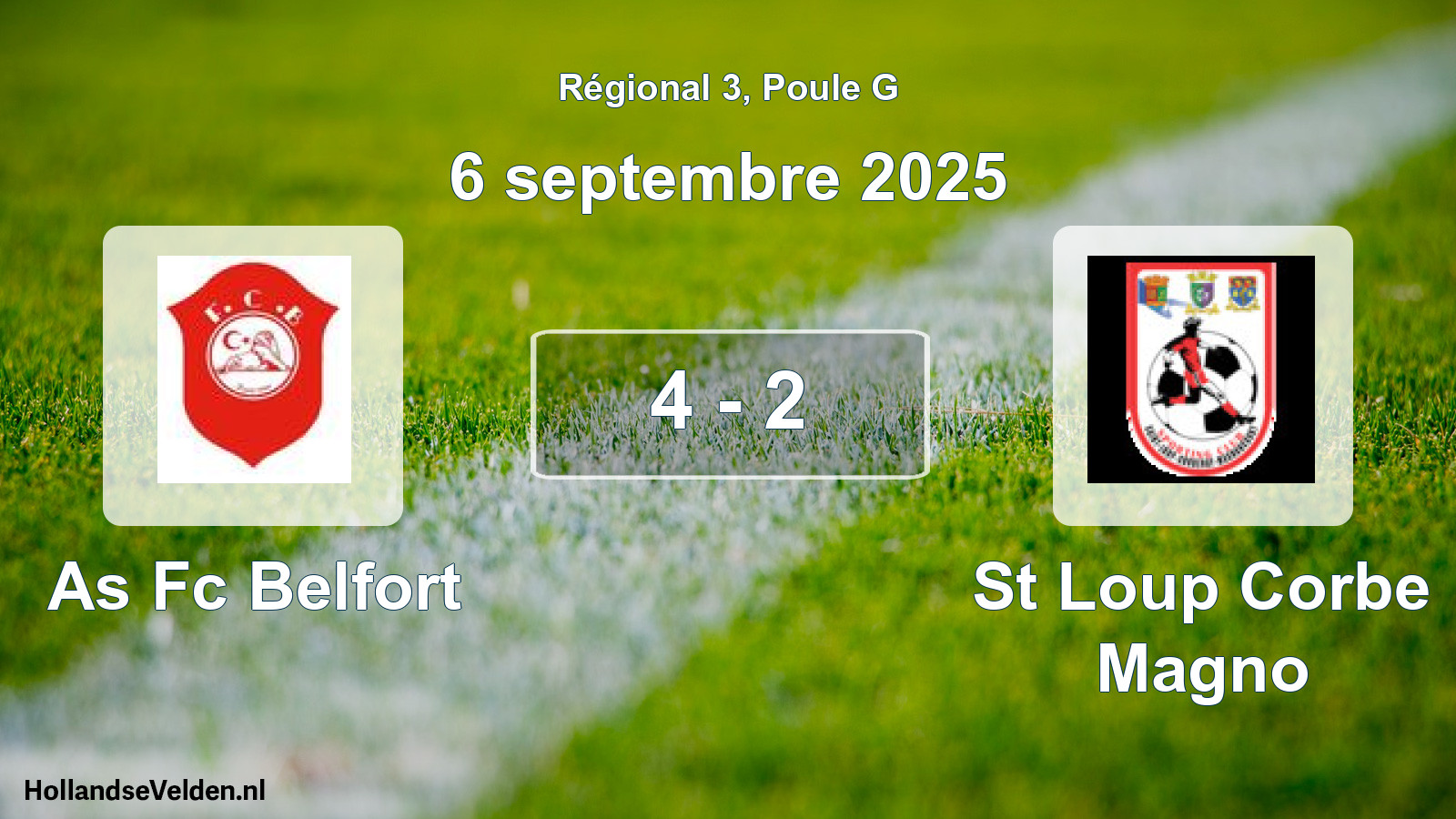 Gespeelde wedstrijd: As Fc Belfort - St Loup Corbe Magno 4 - 2 (6 septembre 2025)