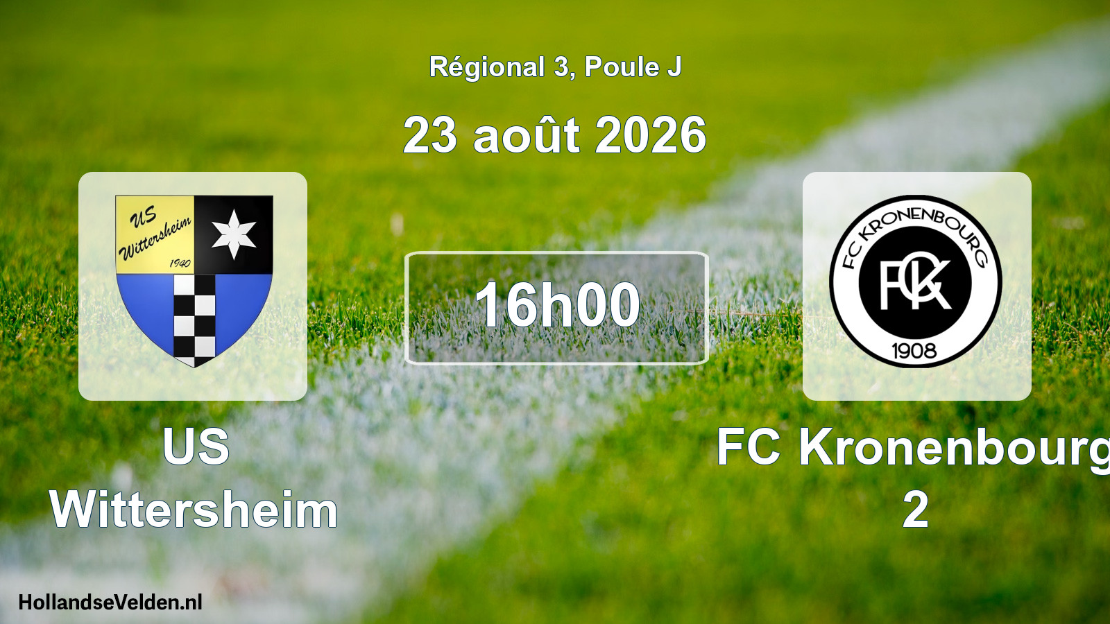 Match programmé: US Wittersheim - FC Kronenbourg 2 (23 août 2026)