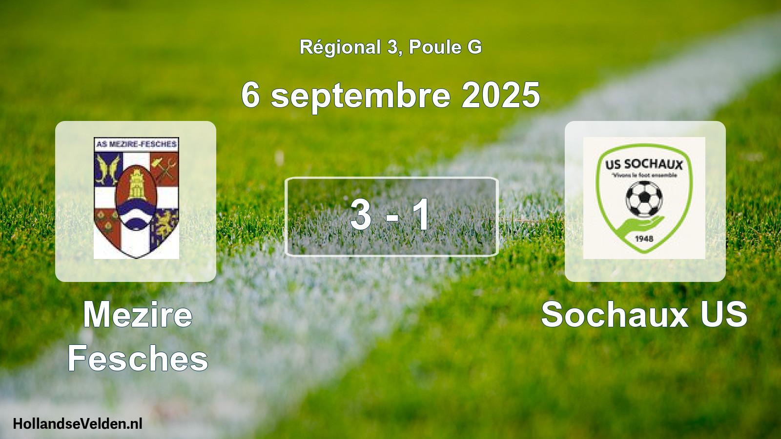 Gespeelde wedstrijd: Mezire Fesches - Sochaux US 3 - 1 (6 september 2025)