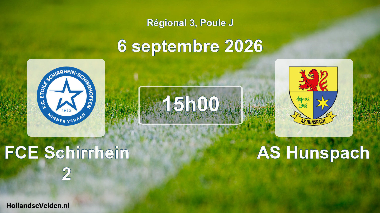 Match programmé: FCE Schirrhein 2 - AS Hunspach (6 septembre 2026)