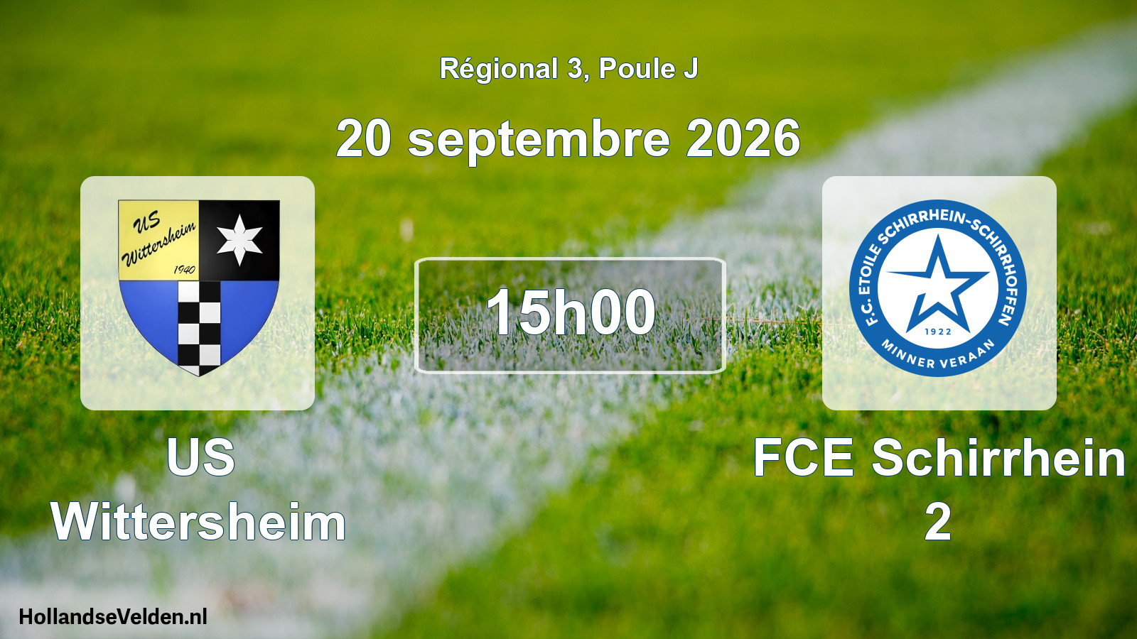 Match programmé: US Wittersheim - FCE Schirrhein 2 (20 septembre 2026)