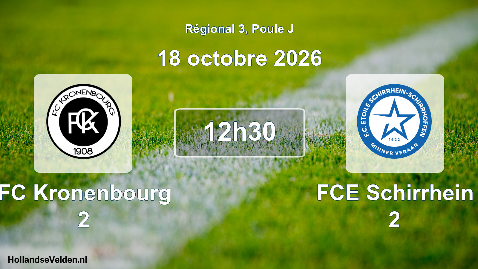 Match programmé: FC Kronenbourg 2 - FCE Schirrhein 2 (18 octobre 2026)