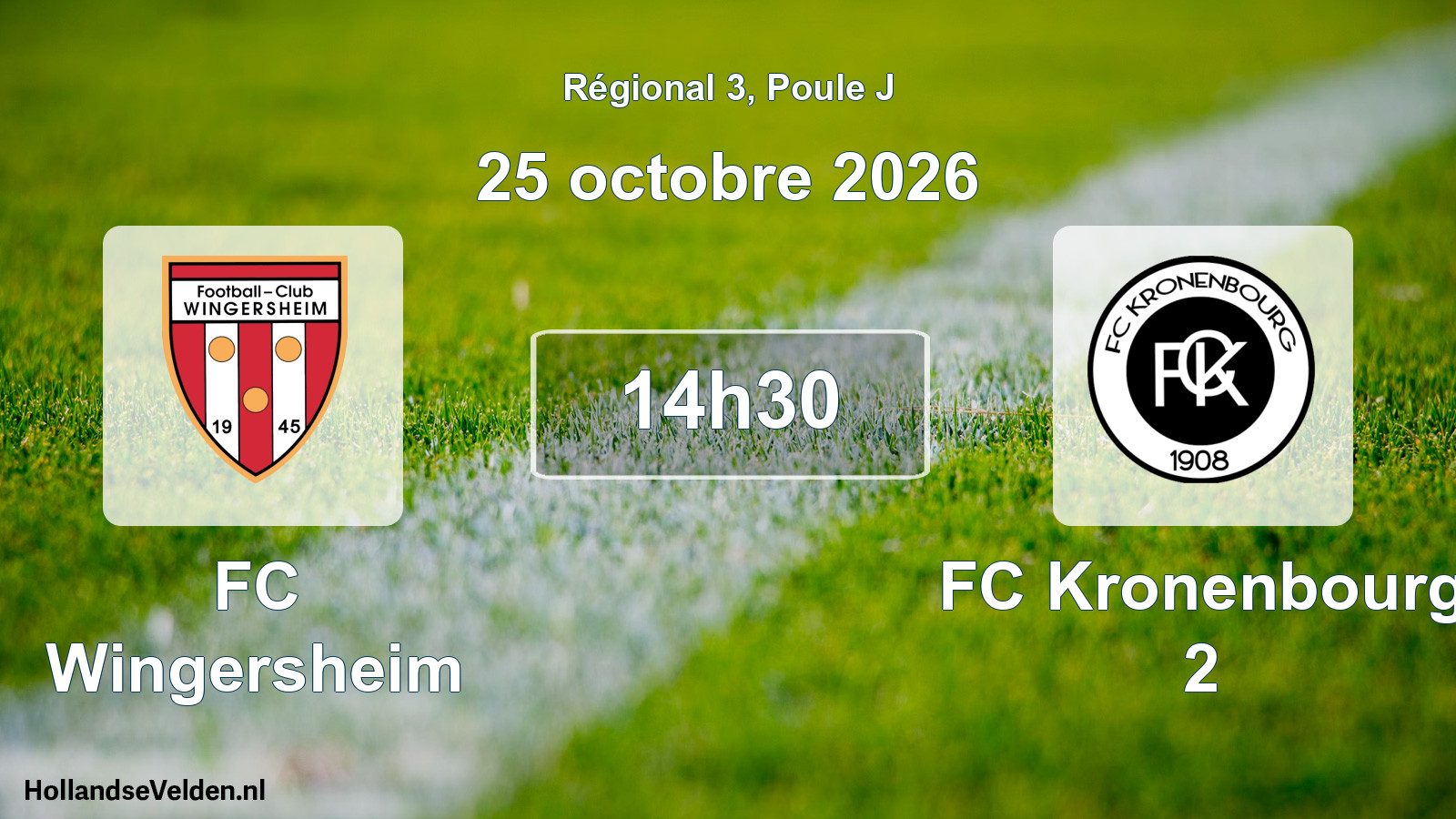 Match programmé: FC Wingersheim - FC Kronenbourg 2 (25 octobre 2026)
