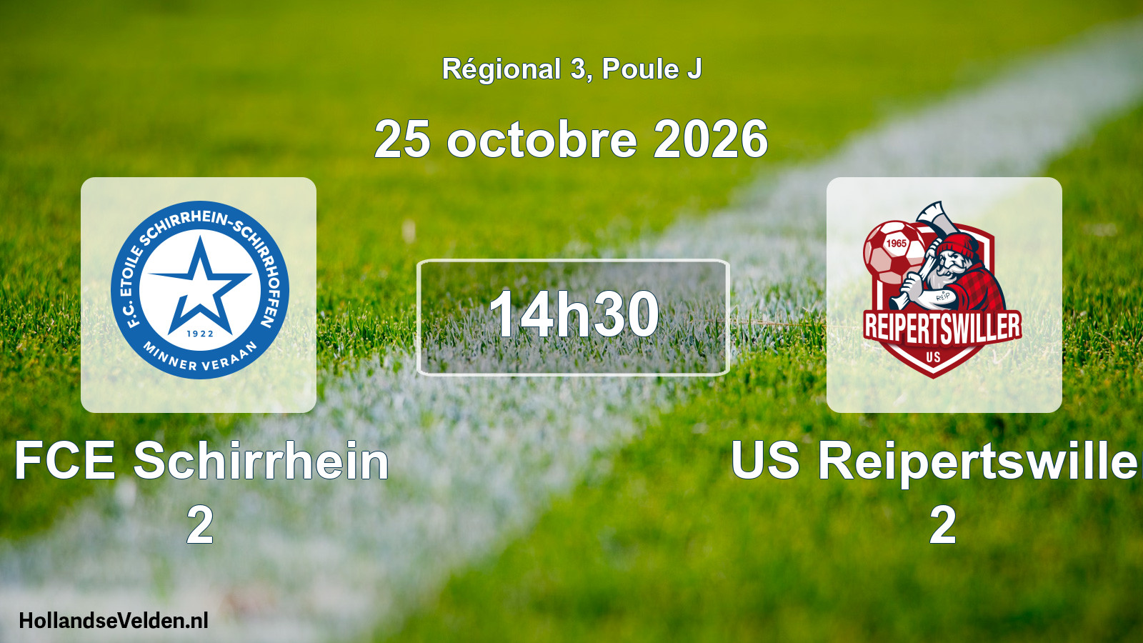 Match programmé: FCE Schirrhein 2 - US Reipertswiller 2 (25 octobre 2026)