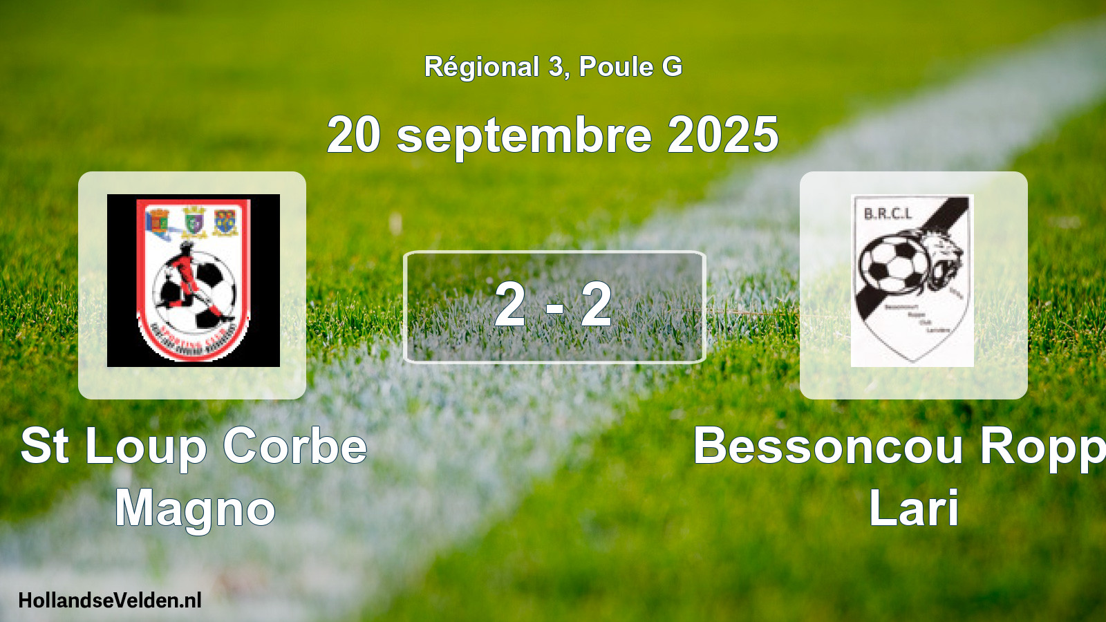 Gespeelde wedstrijd: St Loup Corbe Magno - Bessoncou Roppe Lari 2 - 2 (20 september 2025)