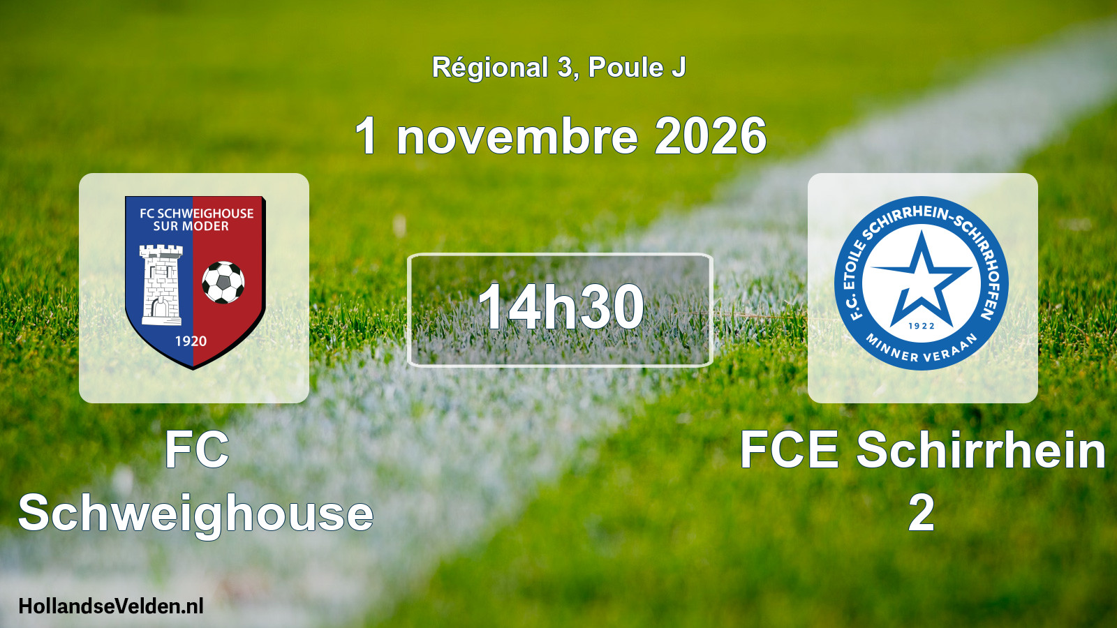 Match programmé: FC Schweighouse - FCE Schirrhein 2 (1 novembre 2026)