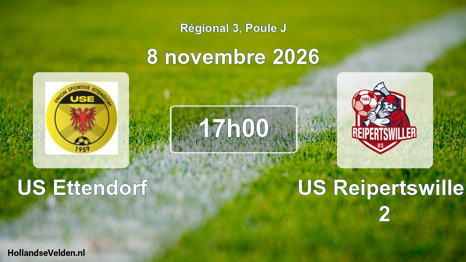 Match programmé: US Ettendorf - US Reipertswiller 2 (8 novembre 2026)