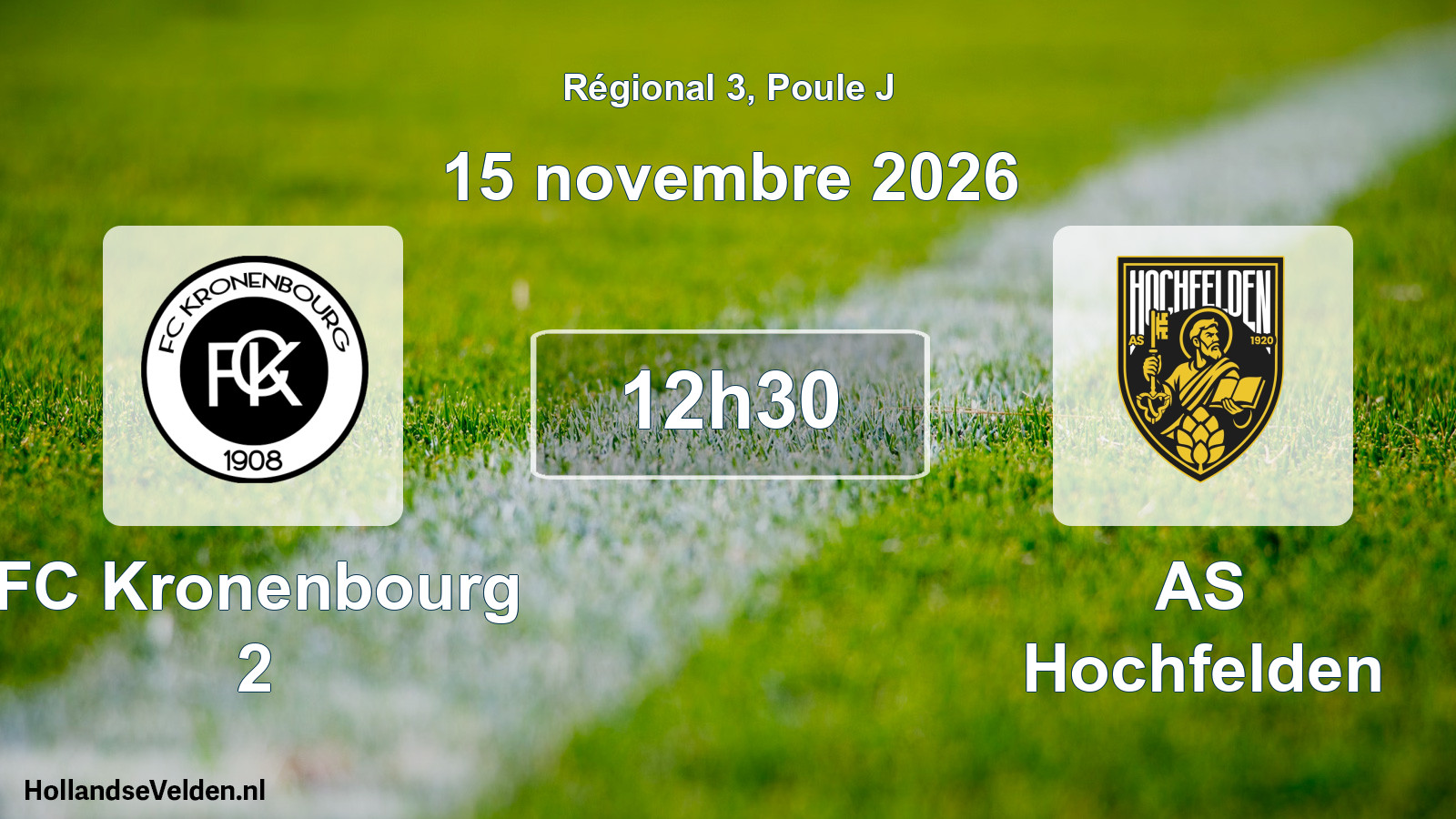 Match programmé: FC Kronenbourg 2 - AS Hochfelden (15 novembre 2026)