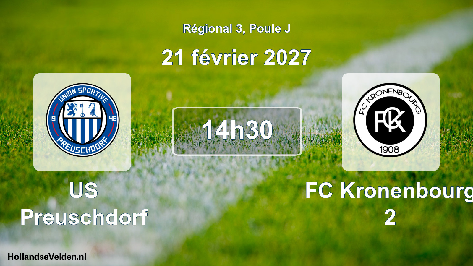 Match programmé: US Preuschdorf - FC Kronenbourg 2 (21 février 2027)