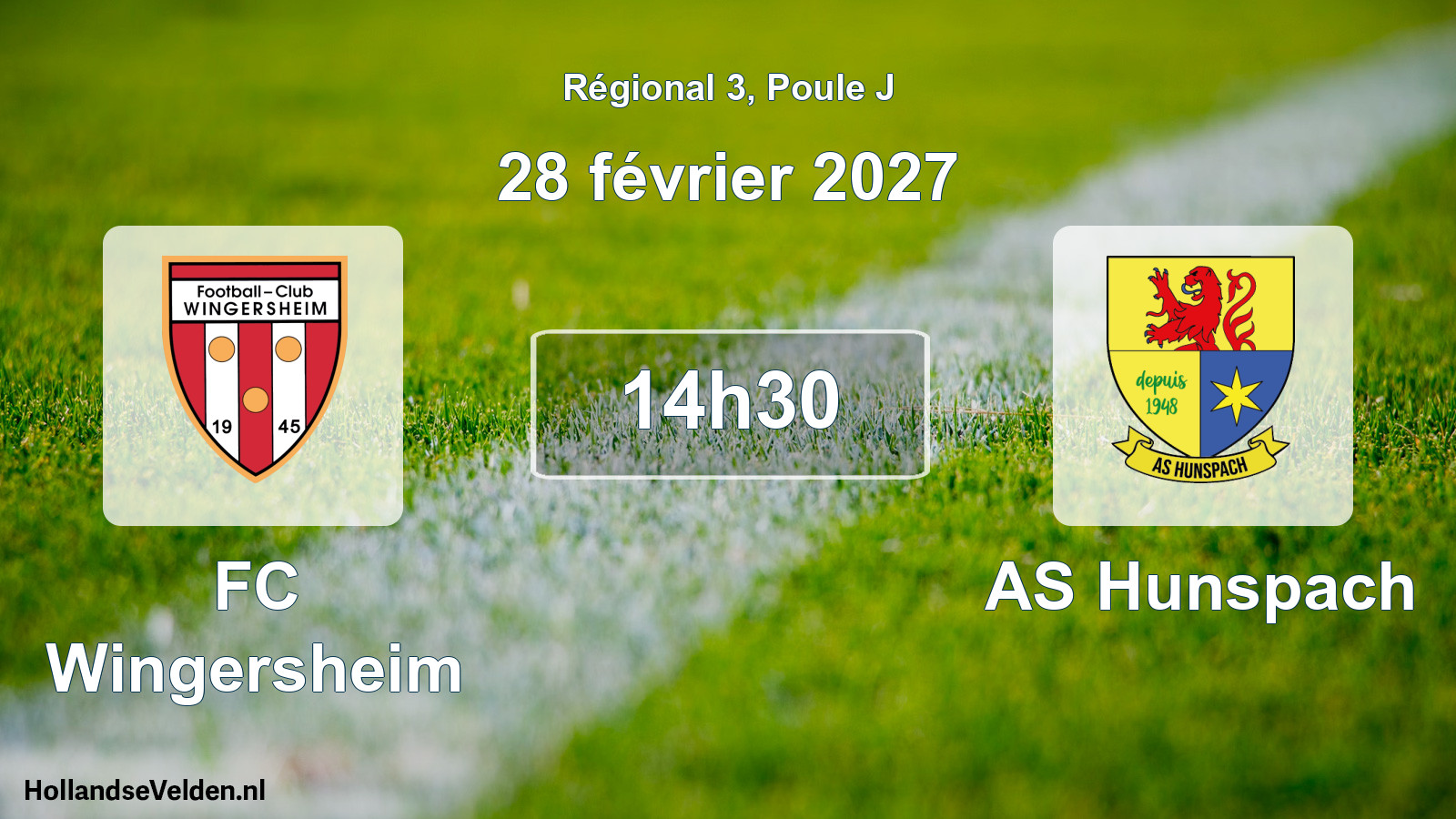 Match programmé: FC Wingersheim - AS Hunspach (28 février 2027)
