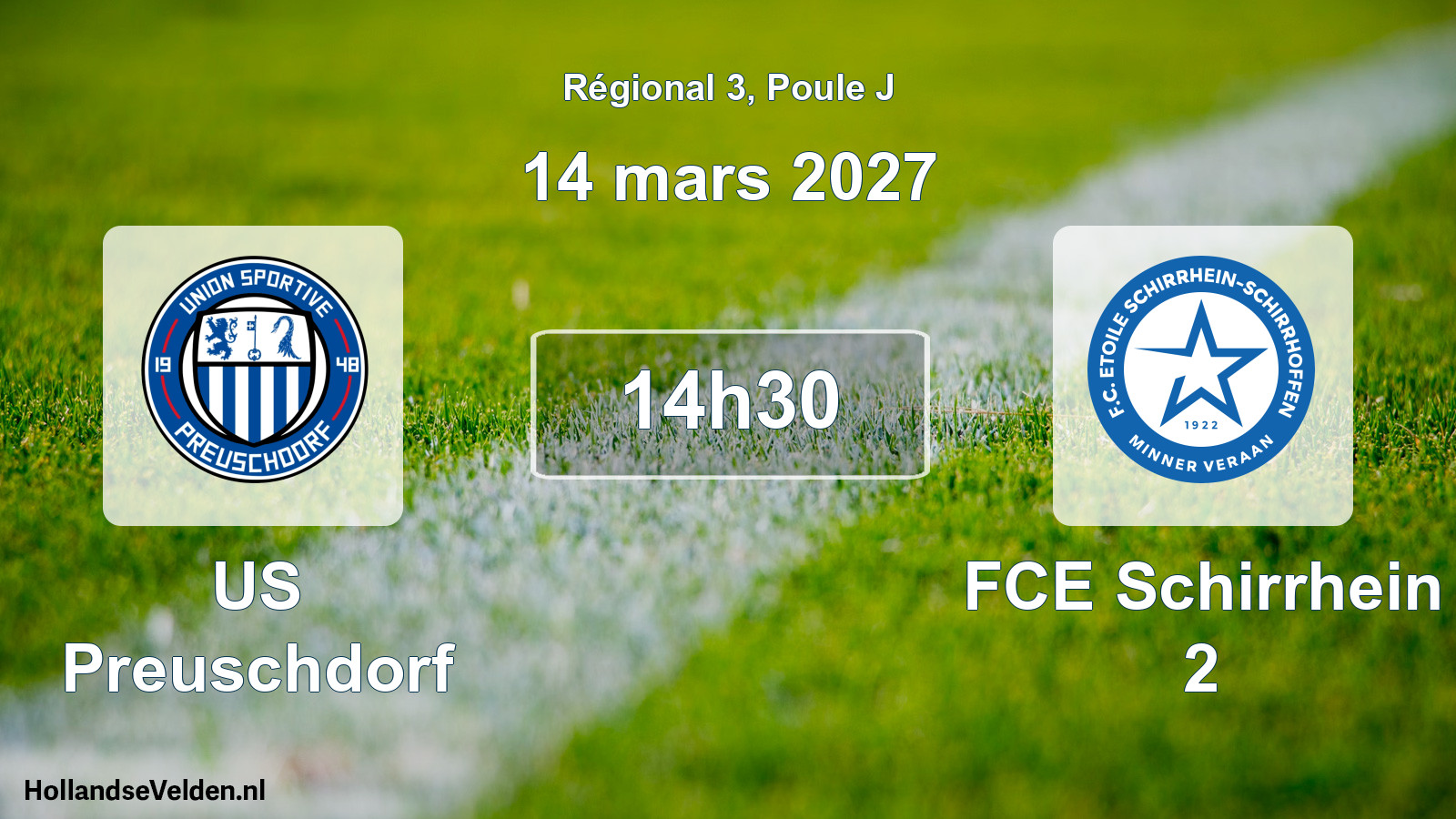 Match programmé: US Preuschdorf - FCE Schirrhein 2 (14 mars 2027)
