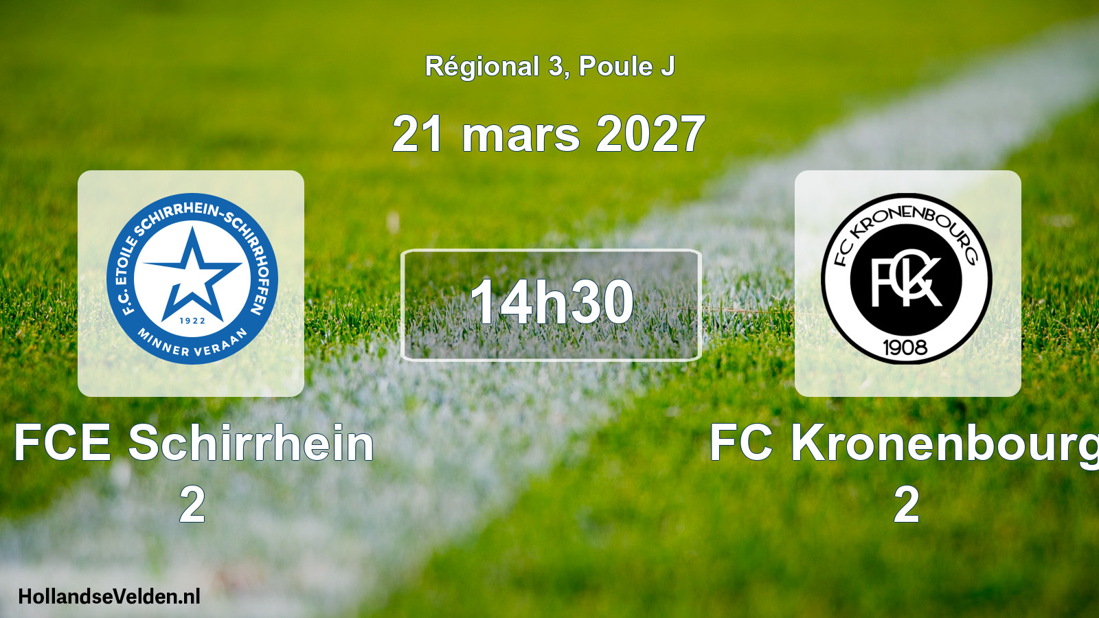 Match programmé: FCE Schirrhein 2 - FC Kronenbourg 2 (21 mars 2027)