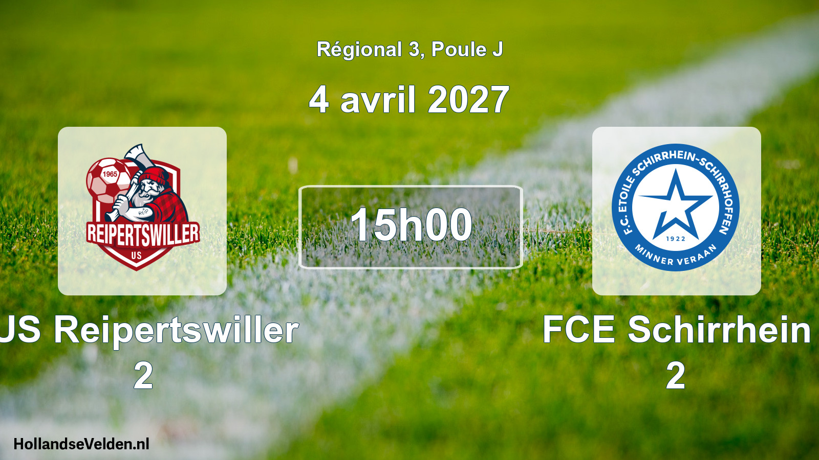 Match programmé: US Reipertswiller 2 - FCE Schirrhein 2 (4 avril 2027)