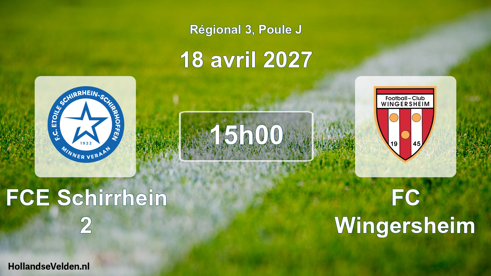 Match programmé: FCE Schirrhein 2 - FC Wingersheim (18 avril 2027)