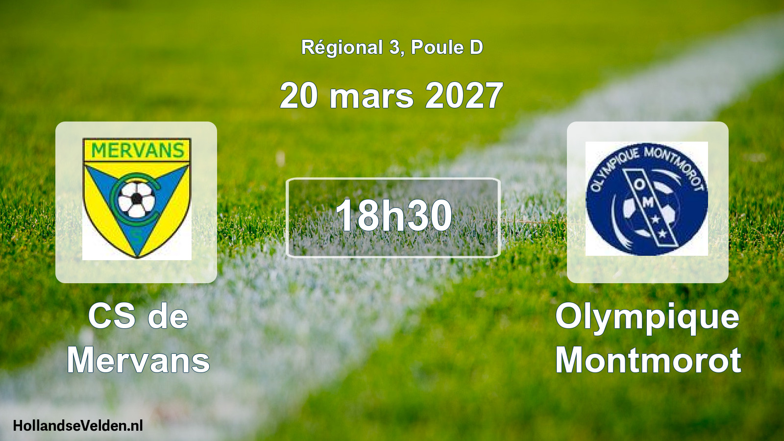 Match programmé: CS de Mervans - Olympique Montmorot (20 mars 2027)