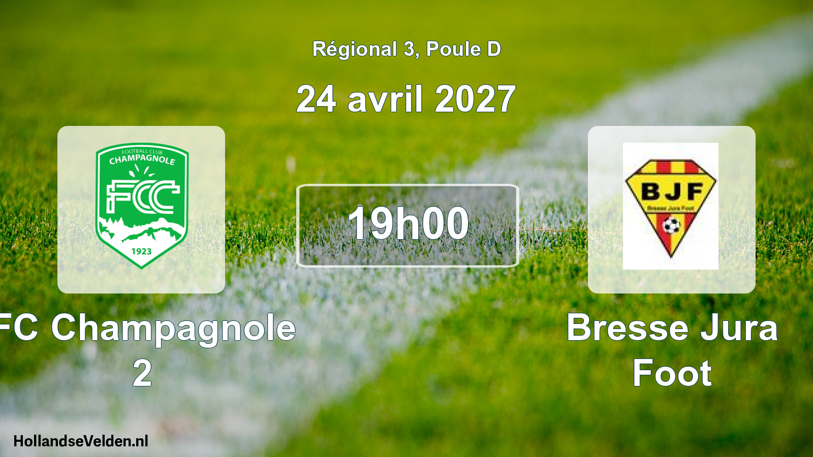 Match programmé: FC Champagnole 2 - Bresse Jura Foot (24 avril 2027)