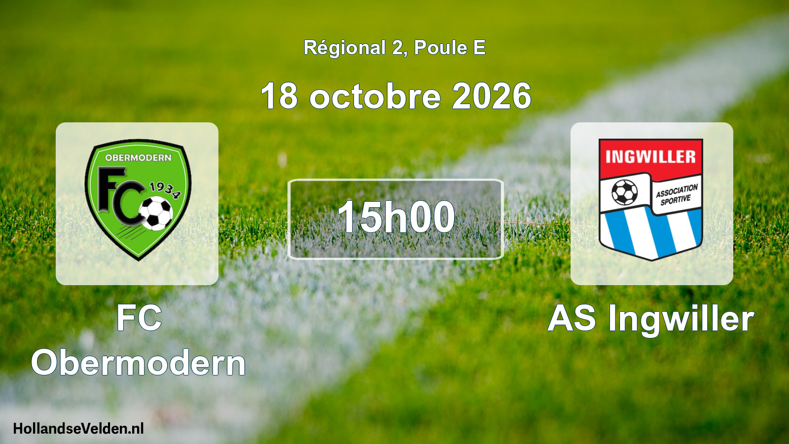 Match programmé: FC Obermodern - AS Ingwiller (18 octobre 2026)