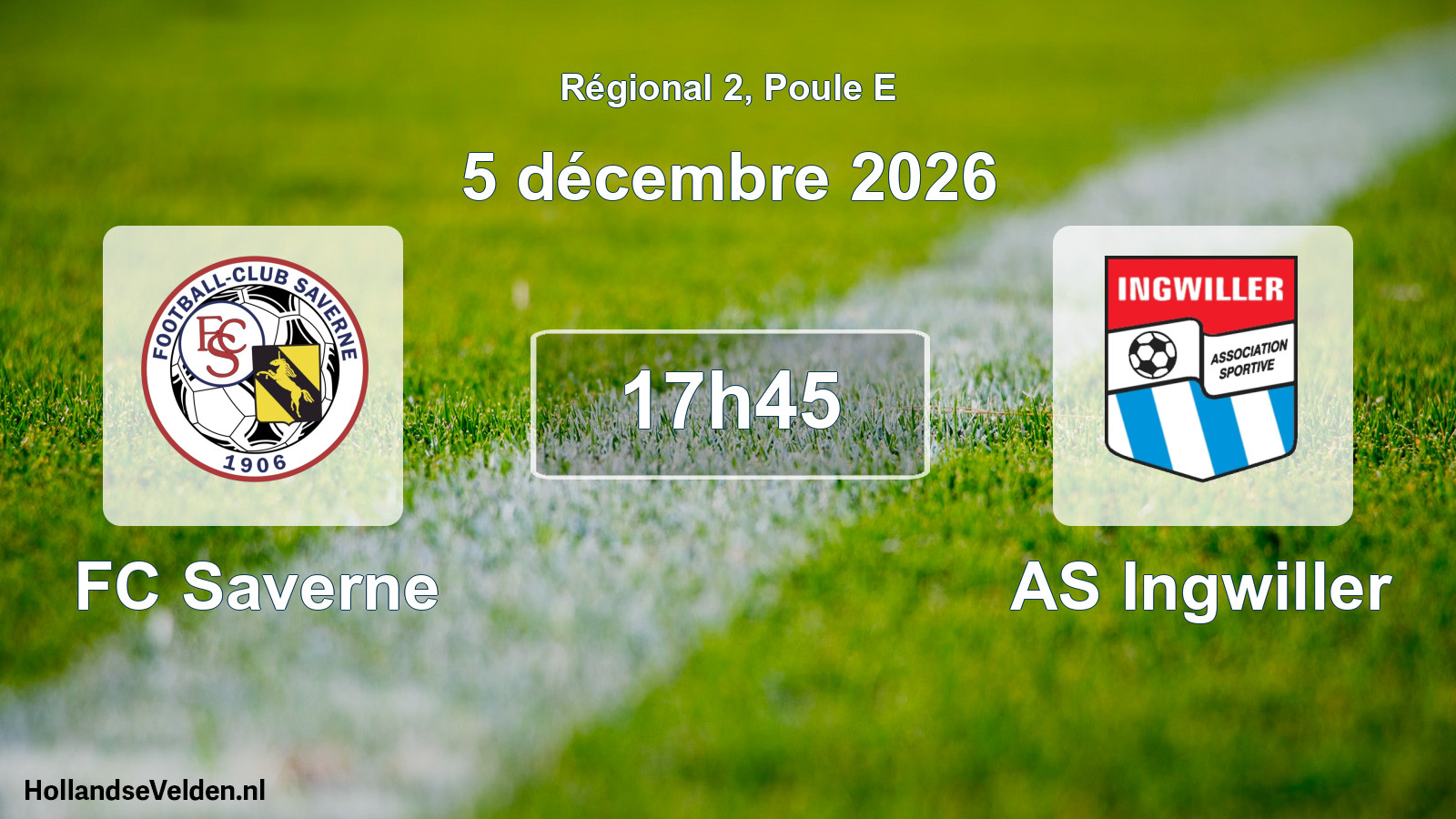 Match programmé: FC Saverne - AS Ingwiller (5 décembre 2026)