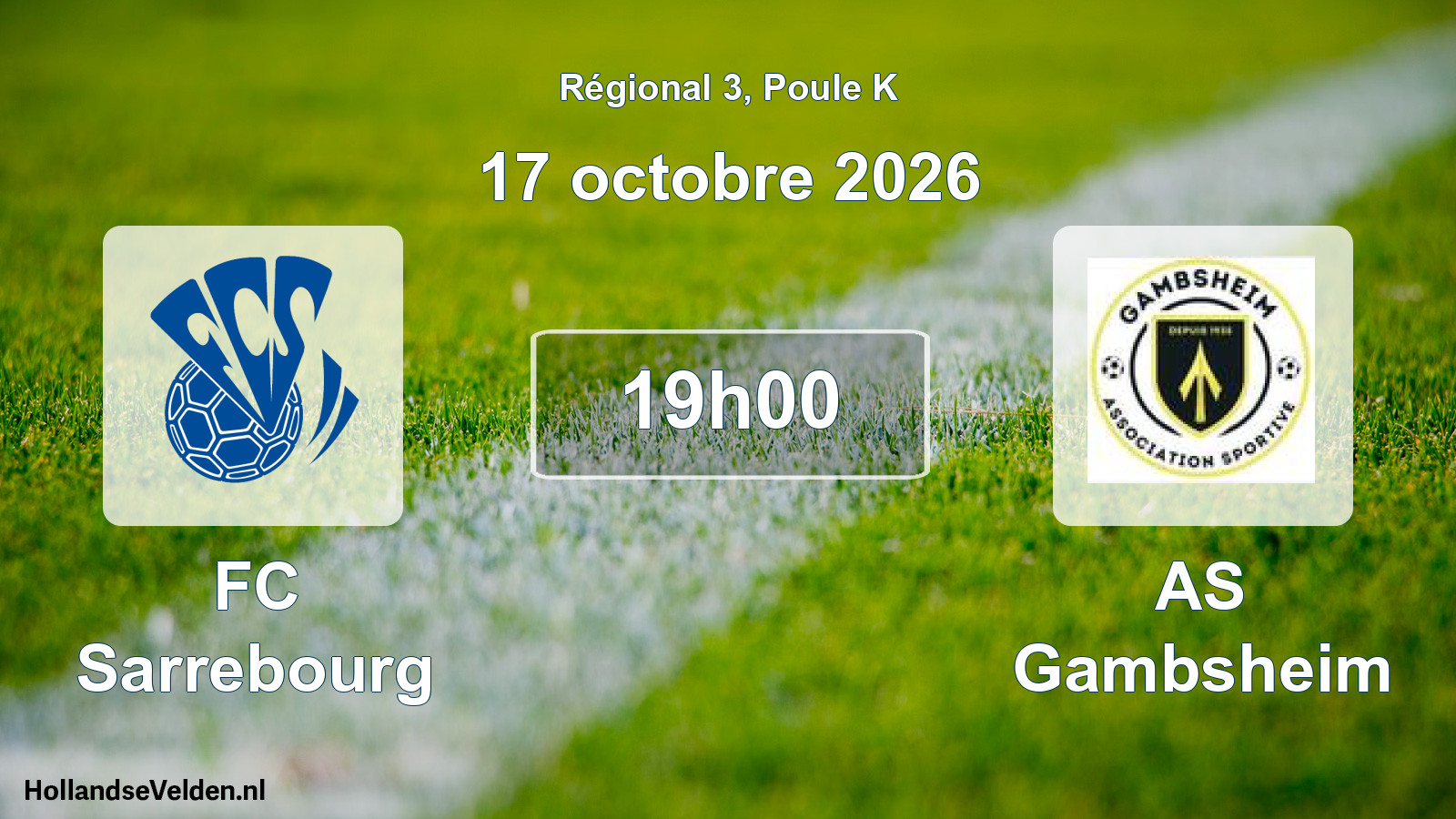 Match programmé: FC Sarrebourg - AS Gambsheim (17 octobre 2026)