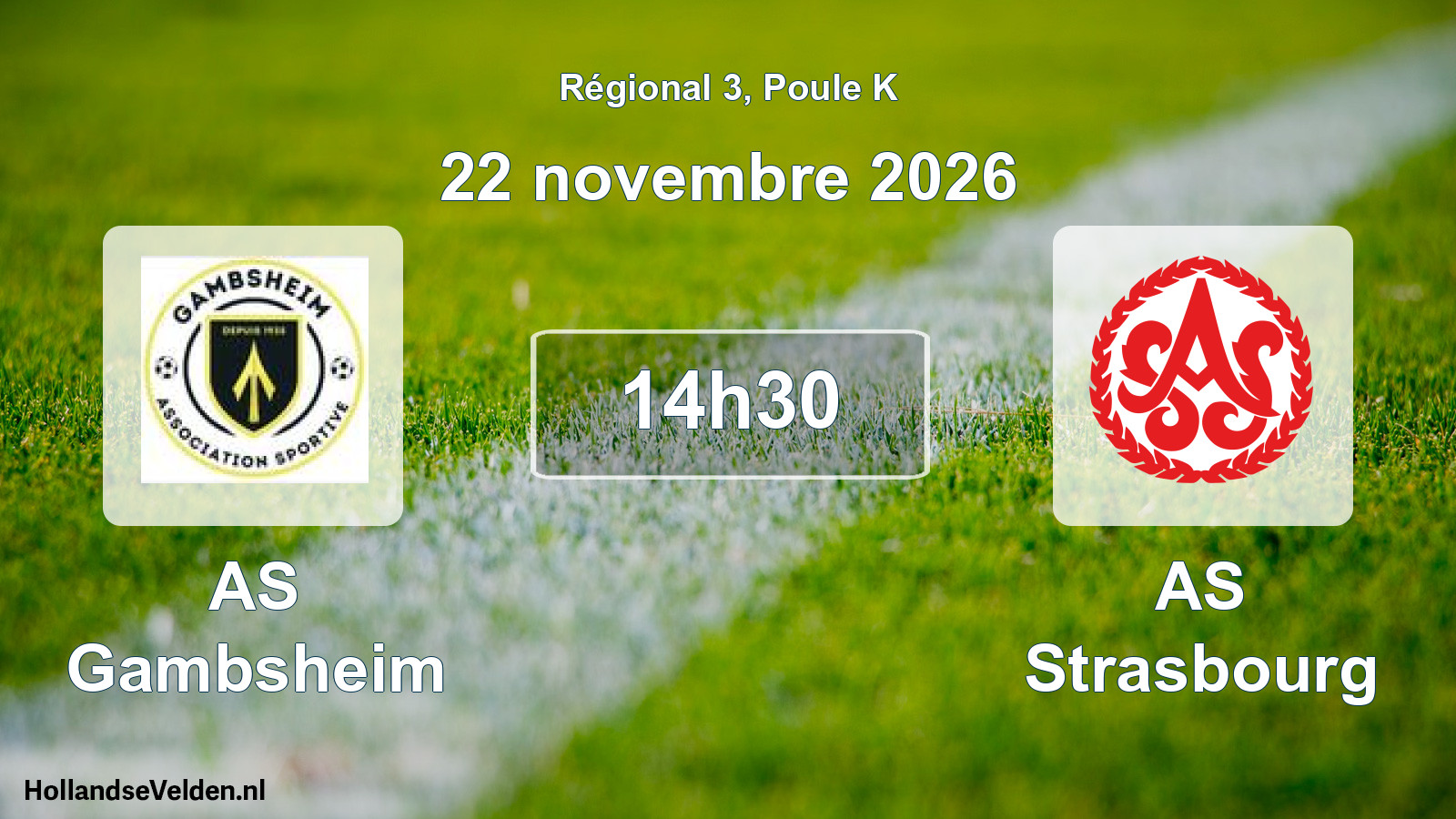 Match programmé: AS Gambsheim - AS Strasbourg (22 novembre 2026)