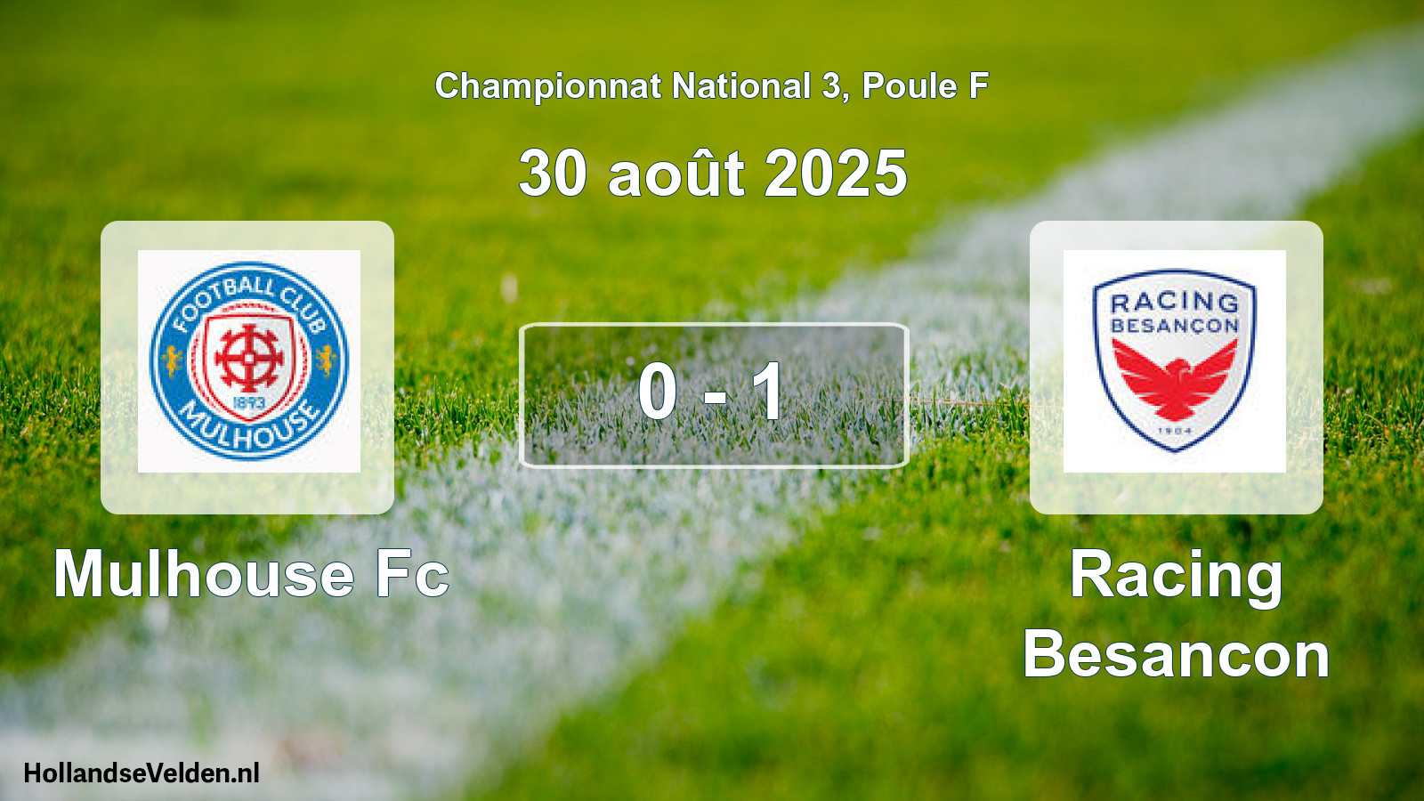 Gespeelde wedstrijd: Mulhouse Fc - Racing Besancon 0 - 1 (30 août 2025)