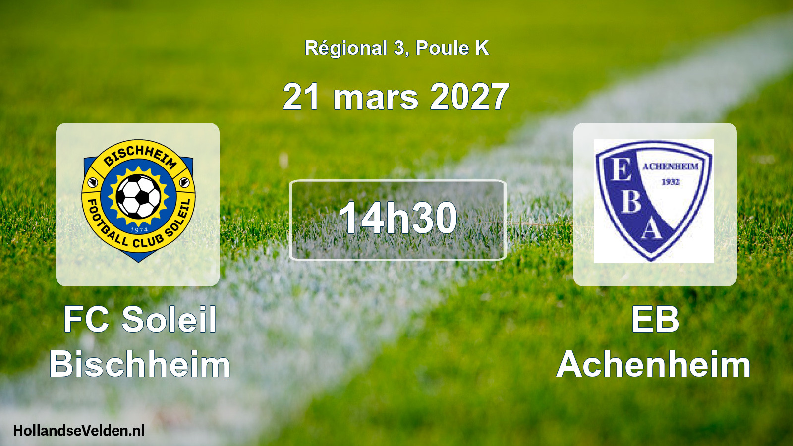 Match programmé: FC Soleil Bischheim - EB Achenheim (21 mars 2027)