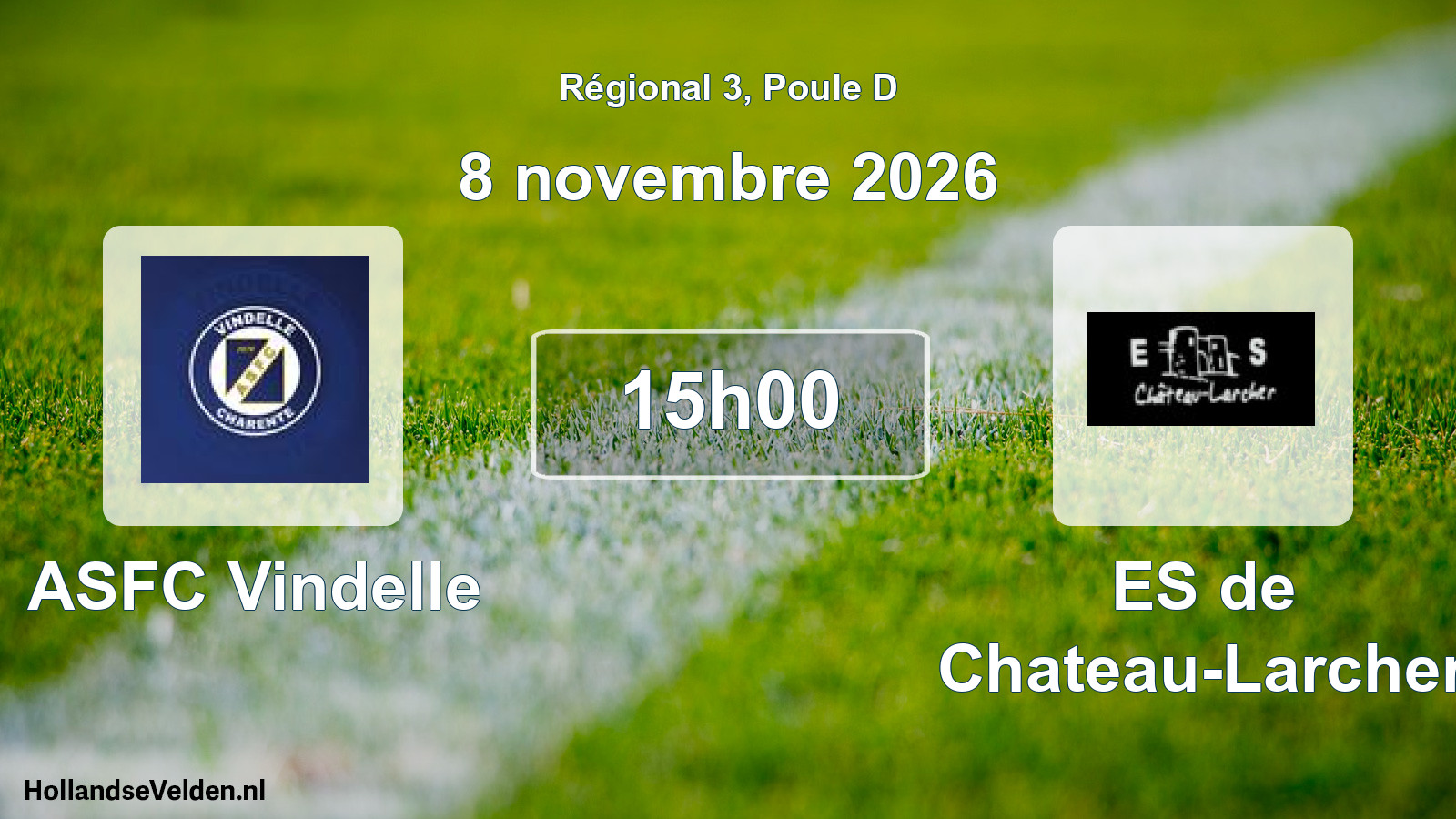 Geplande wedstrijd: ASFC Vindelle - ES de Chateau-Larcher (8 november 2026)