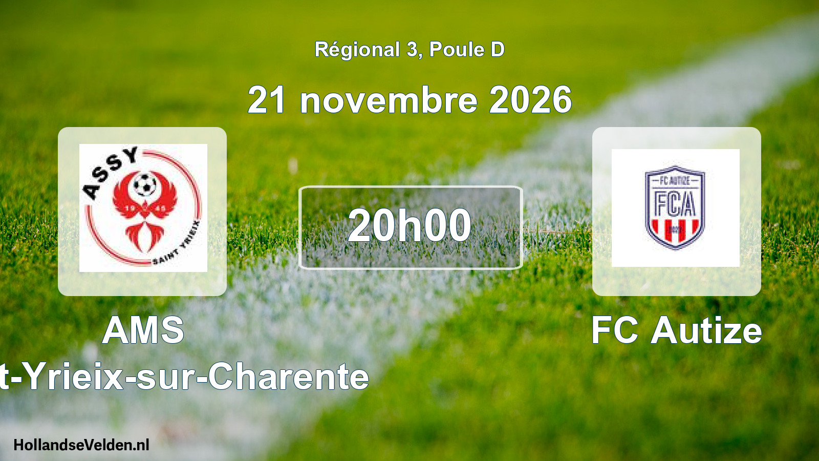 Geplande wedstrijd: AMS Saint-Yrieix-sur-Charente - FC Autize (21 november 2026)