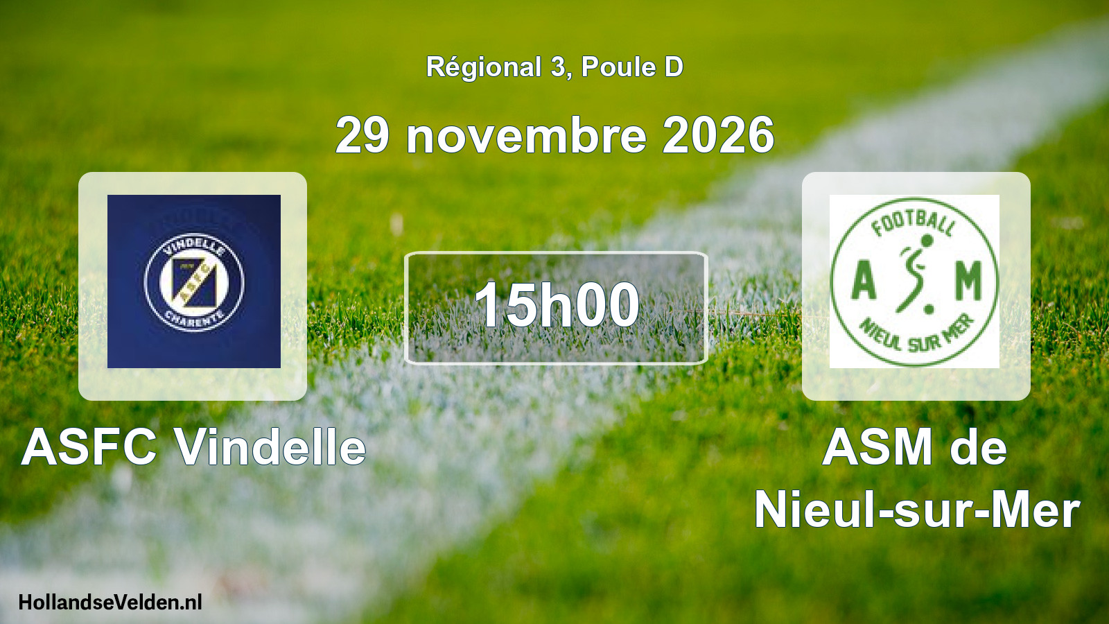 Match programmé: ASFC Vindelle - ASM de Nieul-sur-Mer (29 novembre 2026)