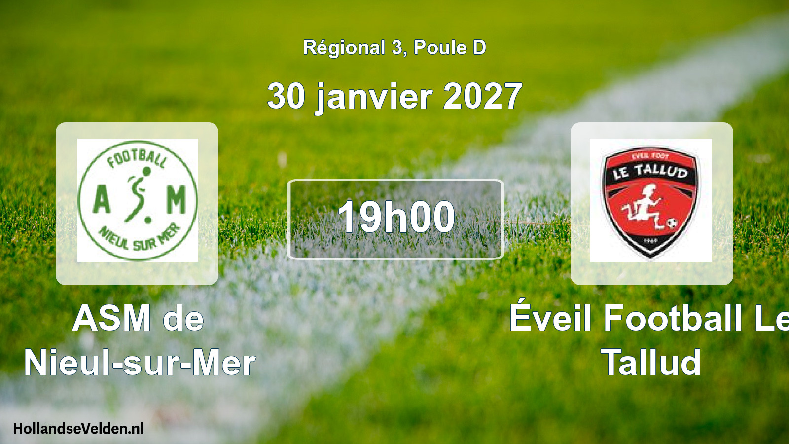 Scheduled Match: ASM de Nieul-sur-Mer - Éveil Football Le Tallud (30 January 2027)