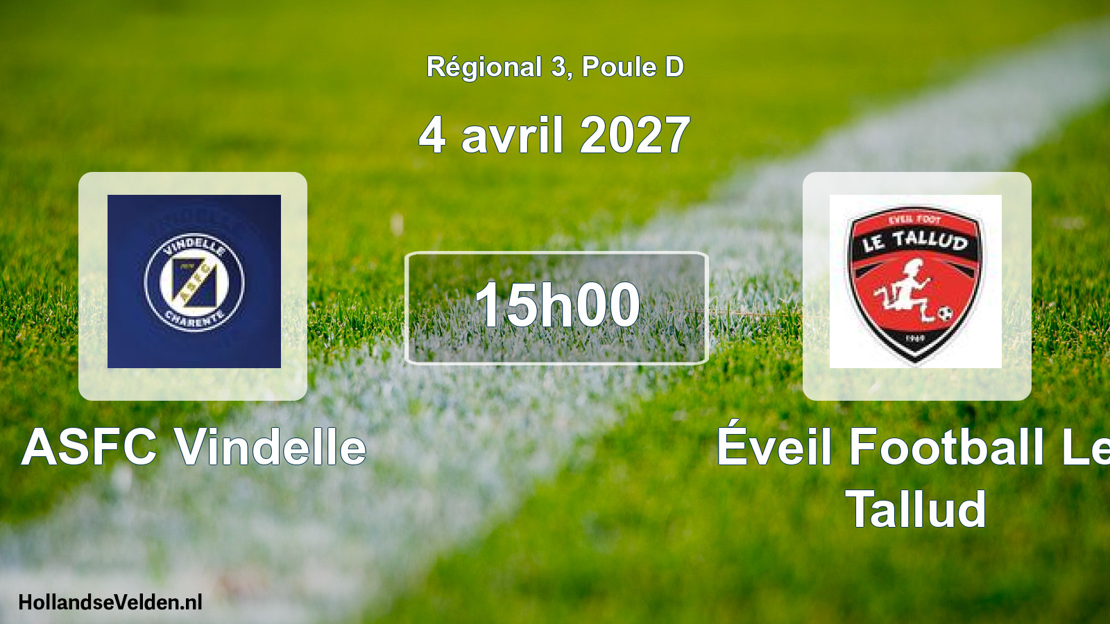 Geplande wedstrijd: ASFC Vindelle - Éveil Football Le Tallud (4 april 2027)
