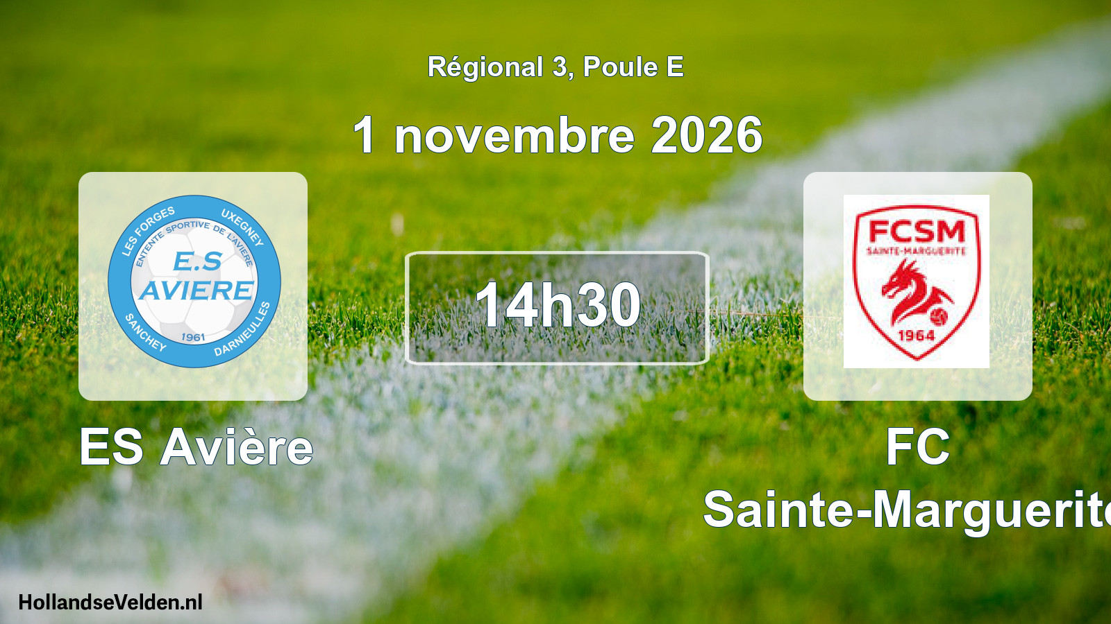 Match programmé: ES Avière - FC Sainte-Marguerite (1 novembre 2026)