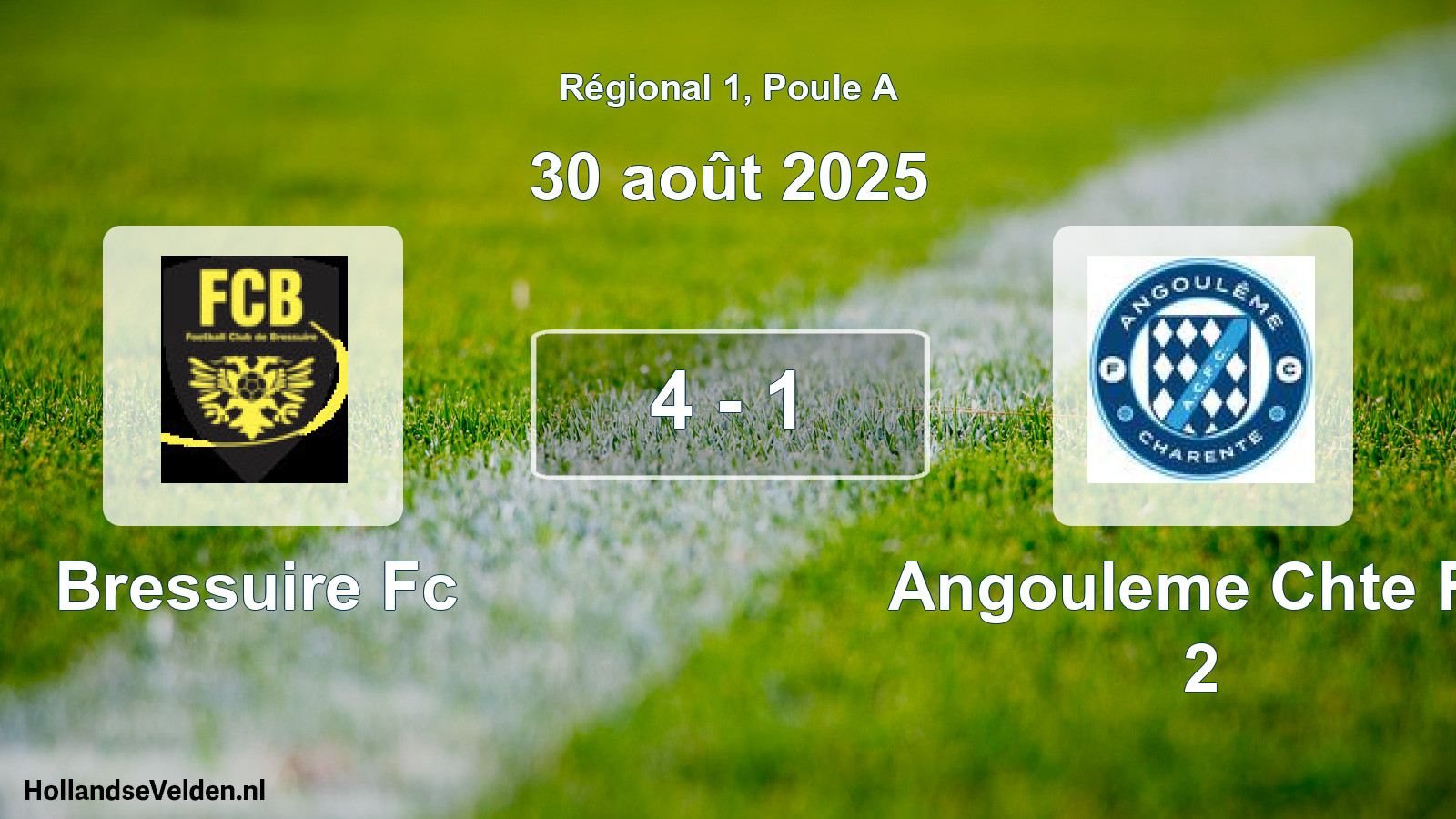 Total number of matches played: Bressuire Fc - Angouleme Chte Fc 2 4 - 1 (30 August 2025)