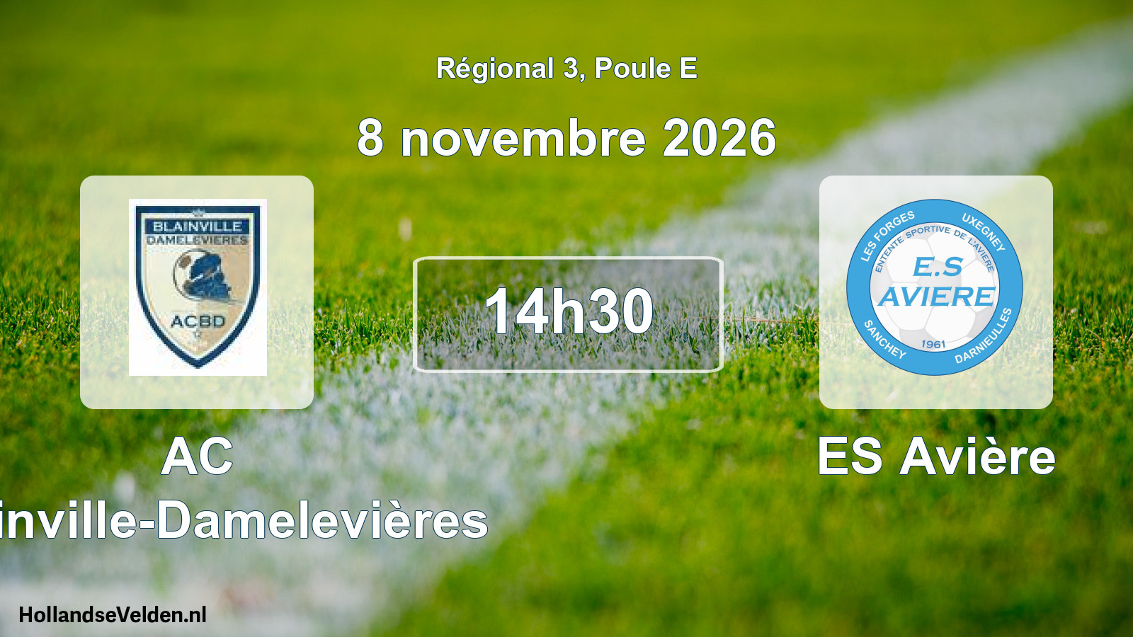 Match programmé: AC Blainville-Damelevières - ES Avière (8 novembre 2026)