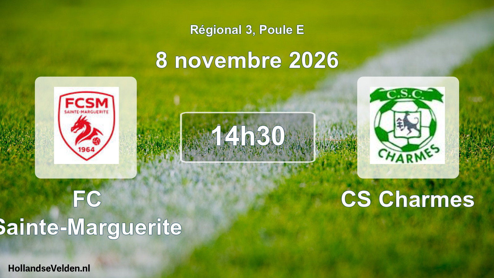 Match programmé: FC Sainte-Marguerite - CS Charmes (8 novembre 2026)