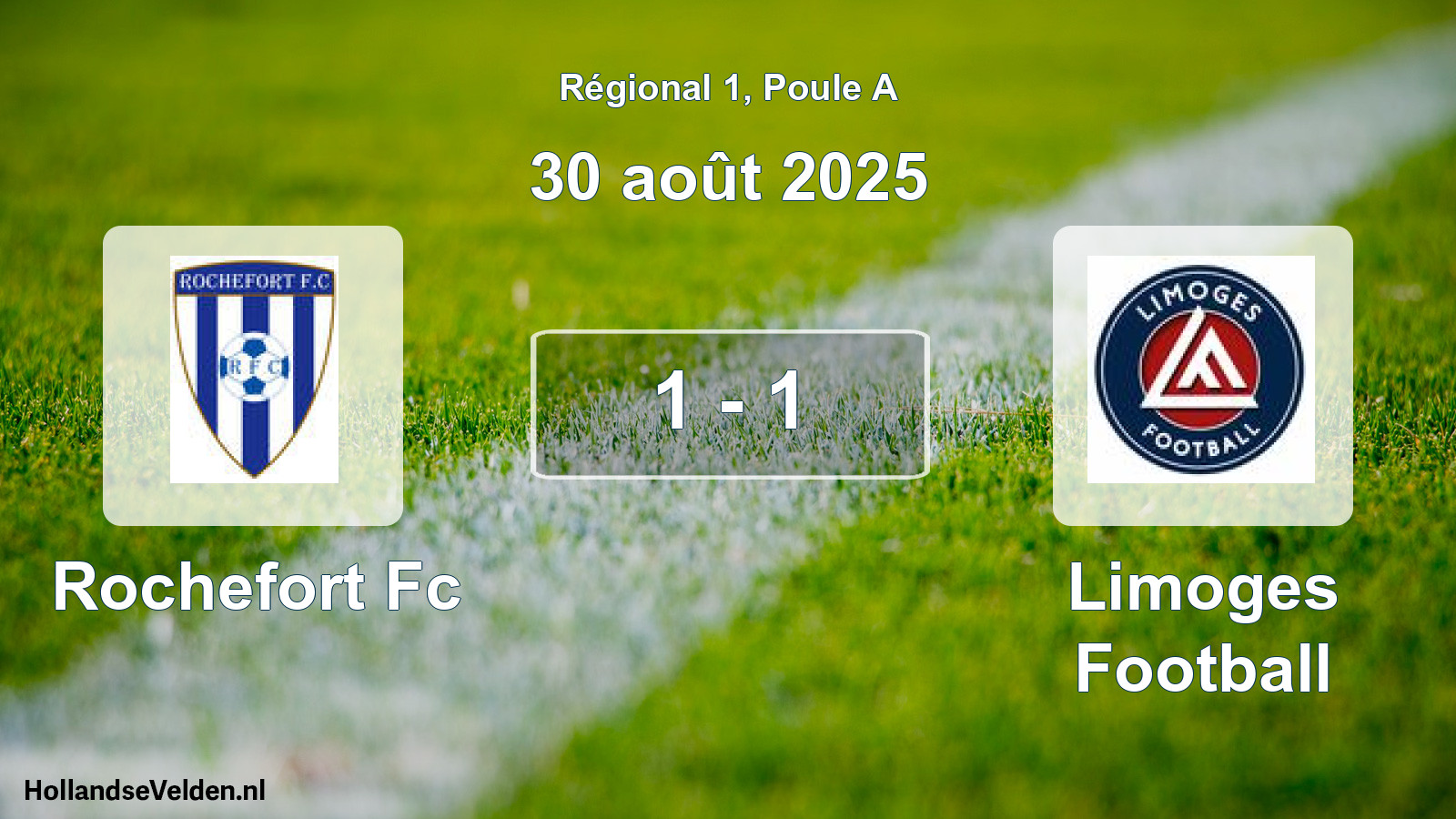 Gespeelde wedstrijd: Rochefort Fc - Limoges Football 1 - 1 (30 août 2025)